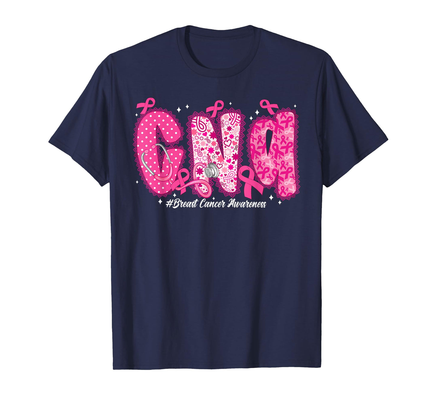in October We Wear Pink CNA Nurse Breast Cancer Awareness T-Shirt