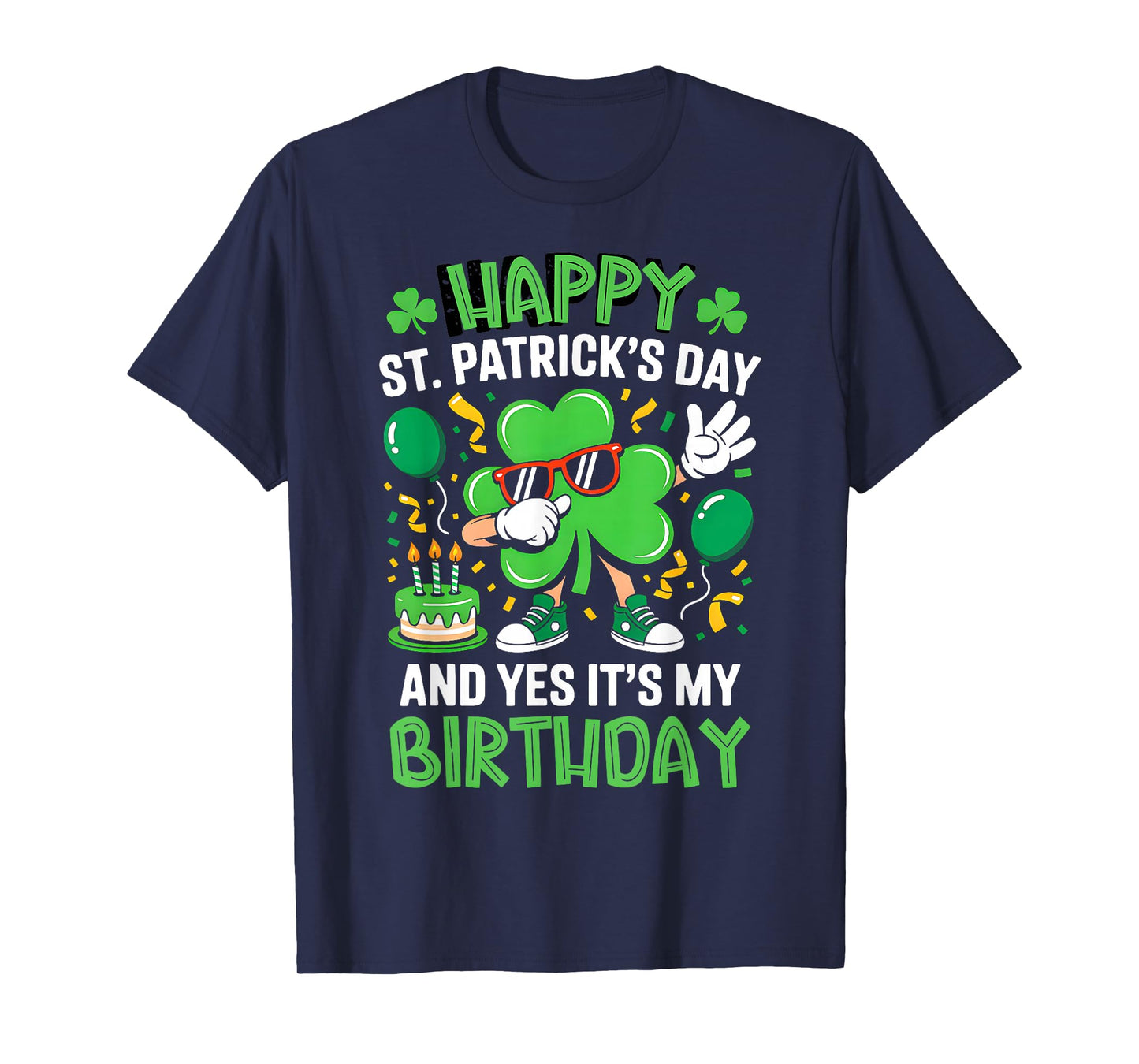 Happy St Patricks Day Birthday Shamrock Dab Bday Party Kids T-Shirt