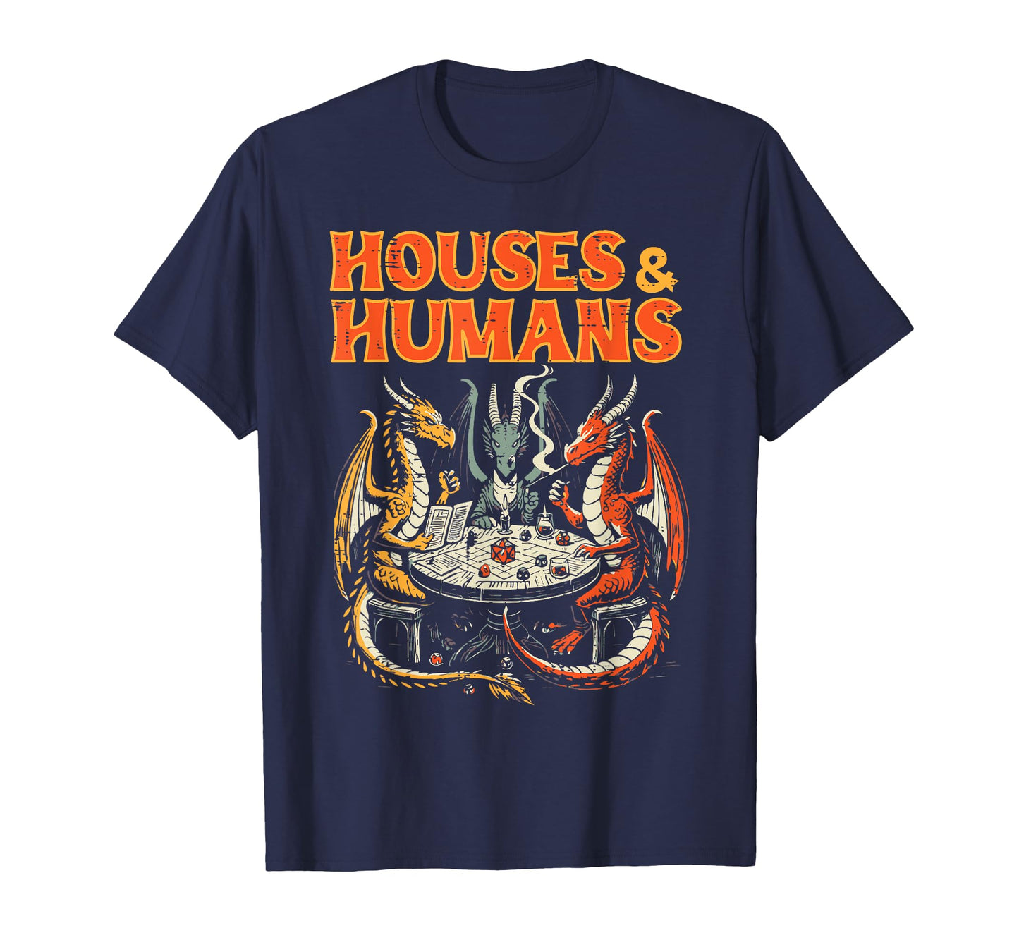 Gaming Houses Humans Funny Rpg Parody Gamer Men Boys Kids T-Shirt