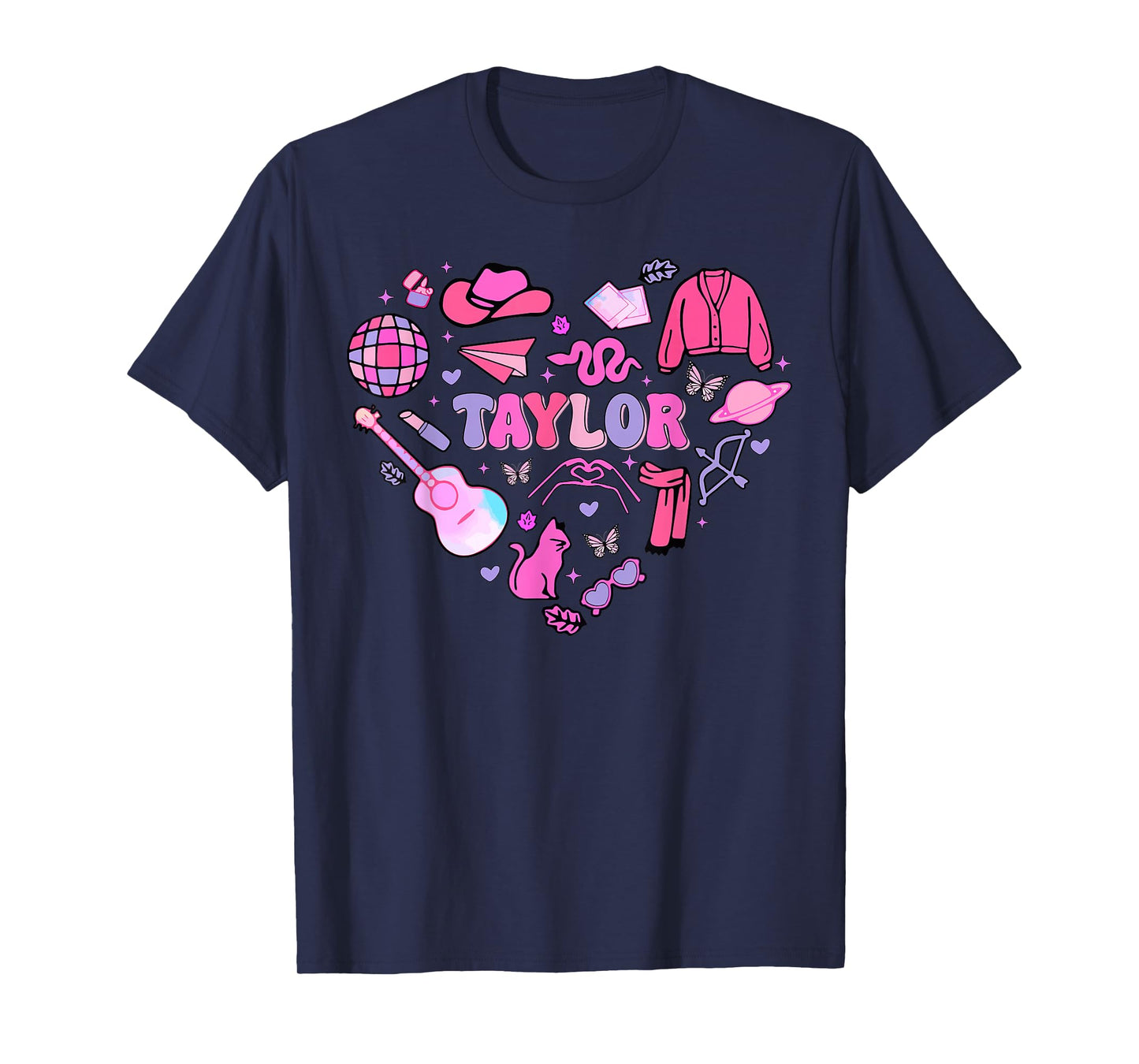 Birthday Girl Groovy Taylor First Name Personalized Heart T-Shirt