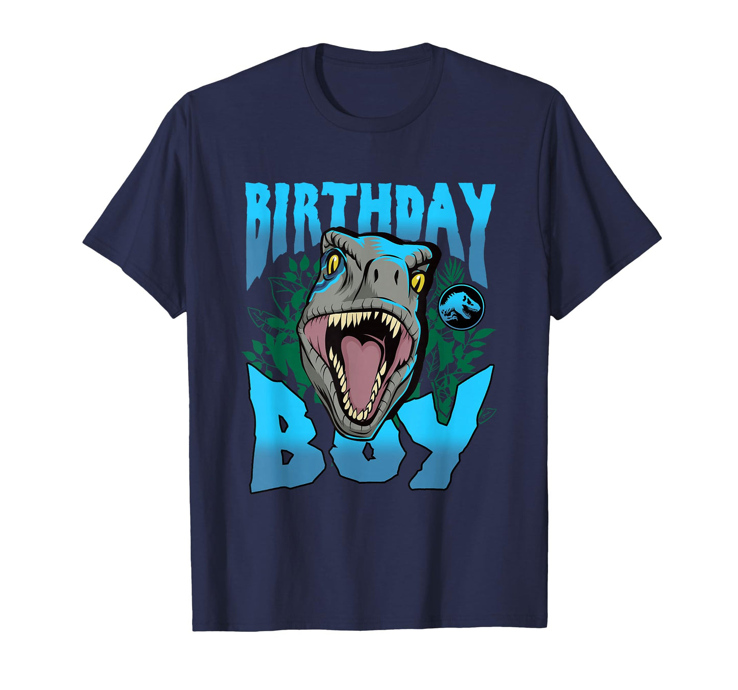 Jurassic World Birthday Boy Roaring Velociraptor Blue Logo T-Shirt