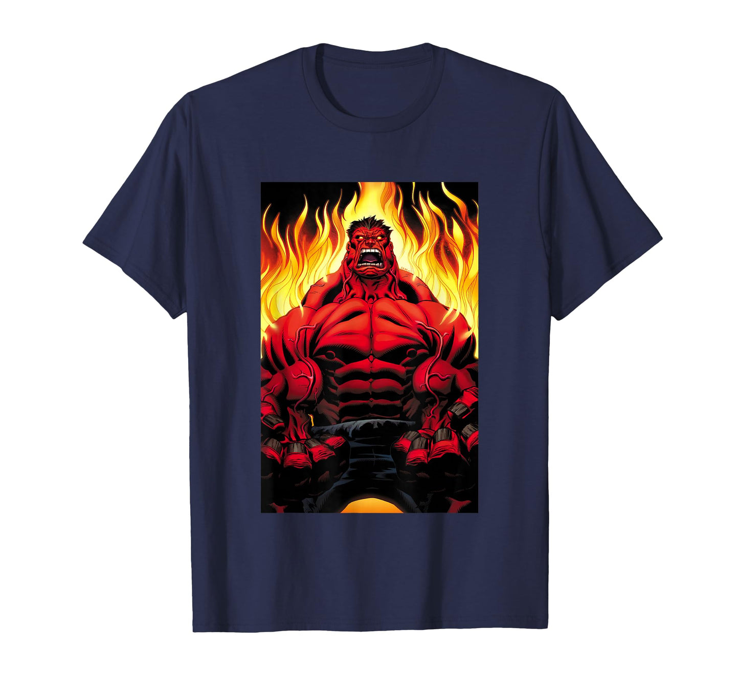 Marvel Universe Classic Red Hulk Extreme Rage On Fire T-Shirt