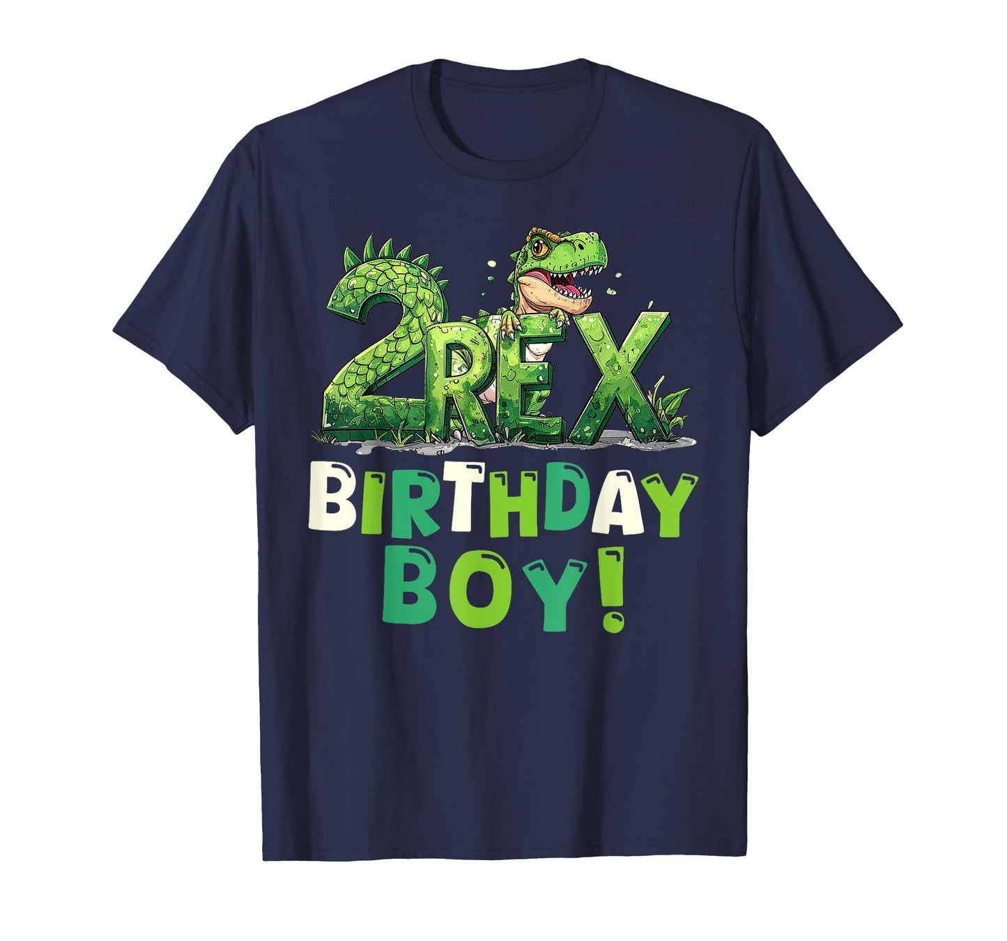 Two Rex 2nd Birthday Boy Second Dinosaur 2 Year Old Boys T-Shirt