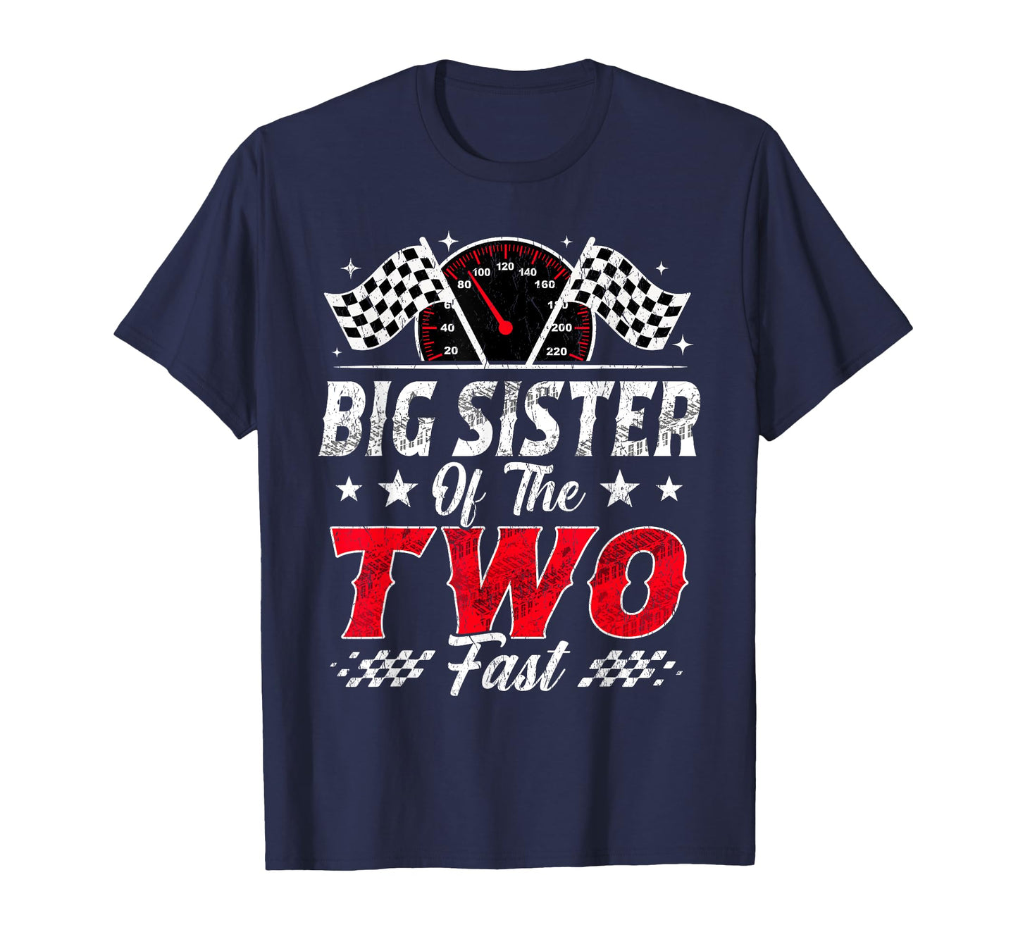 Big Sister of The Two Fast 2nd Birthday Racing Car Family T-Shirt