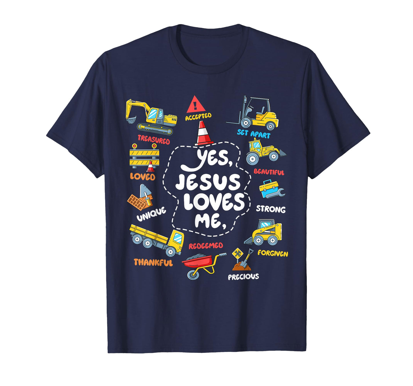 Yes Jesus Loves Me Christian Boys Toddler Construction Truck T-Shirt