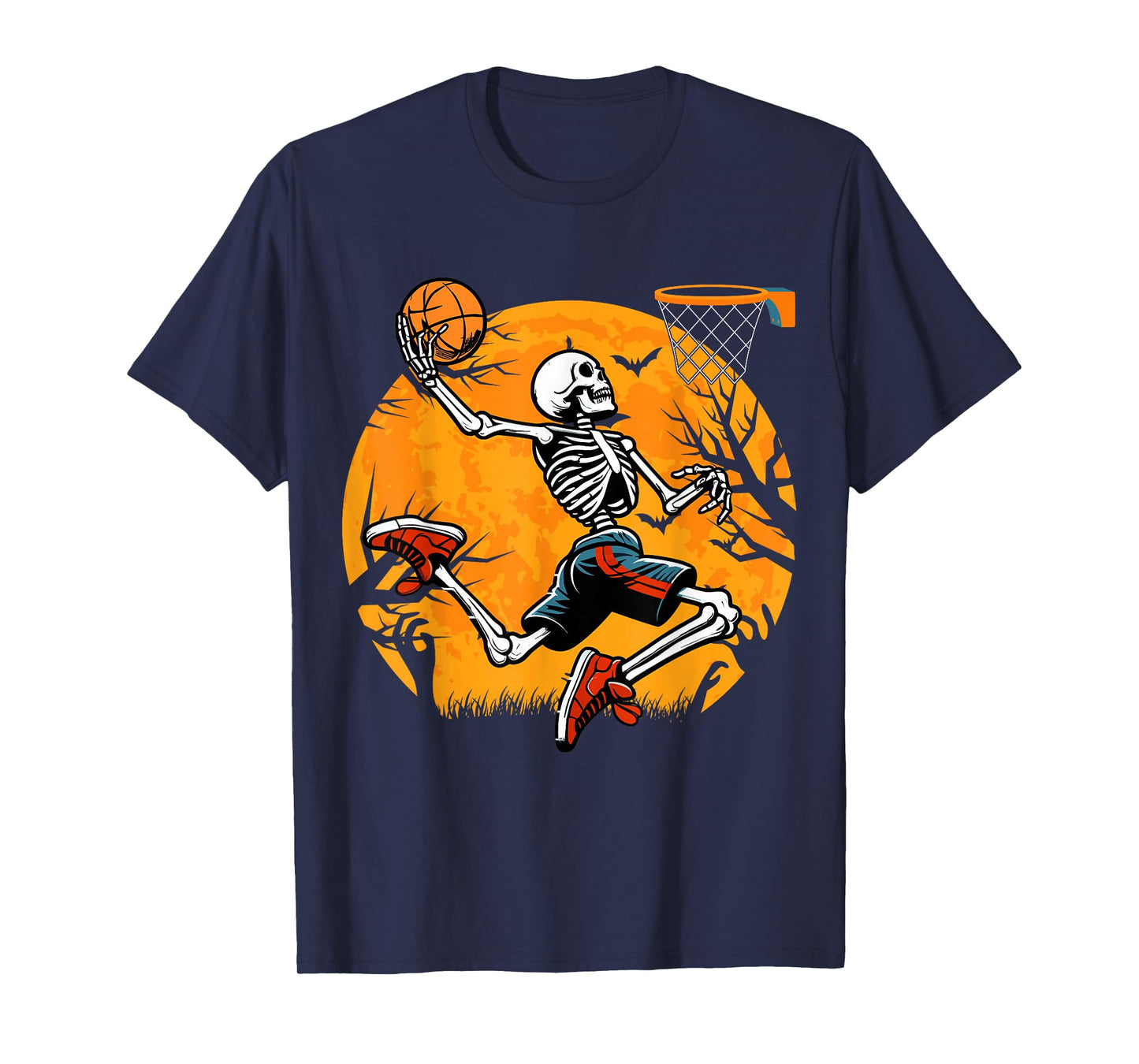 Basketball Skeleton Halloween Spooky Boys Basketball Player T-Shirt