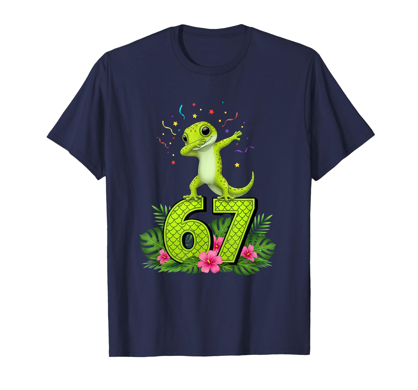 Six Seven Meme Dabbing Baby Gecko 67 Funny Gen Z Apha T-Shirt