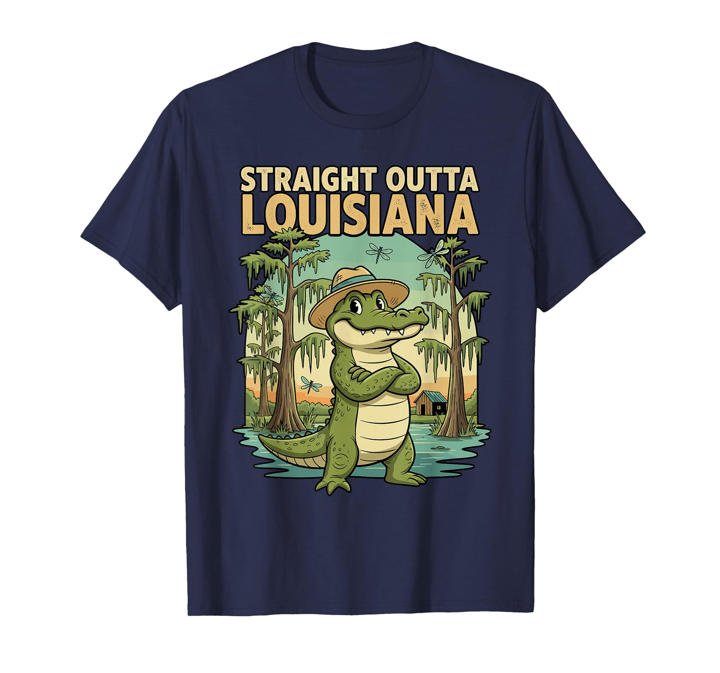 Funny Louisiana Alligator Retro Wildlife Travel Bayou Swamp T-Shirt