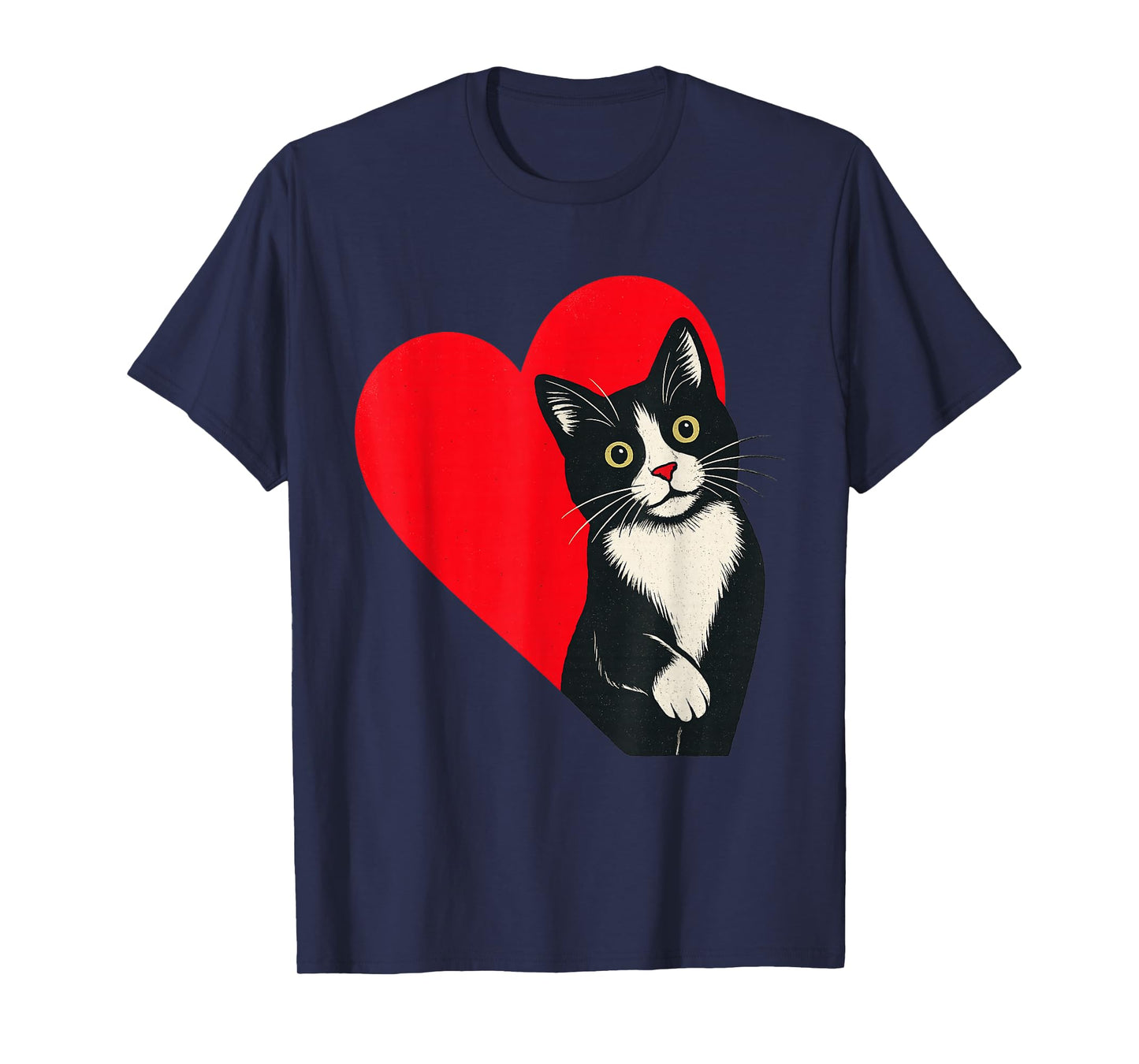 Tuxedo Cat Valentine Heart for Kitten and Animal Lovers T-Shirt