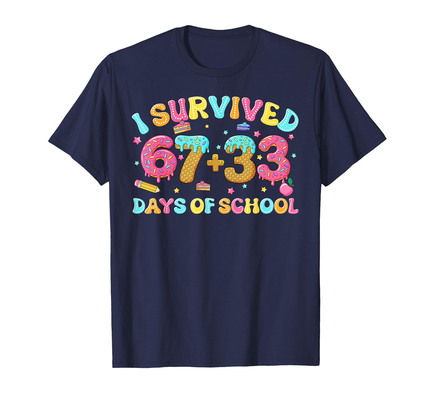 I Survived 67 + 33 Days of School Ice Cream Drip Girl Boy T-Shirt