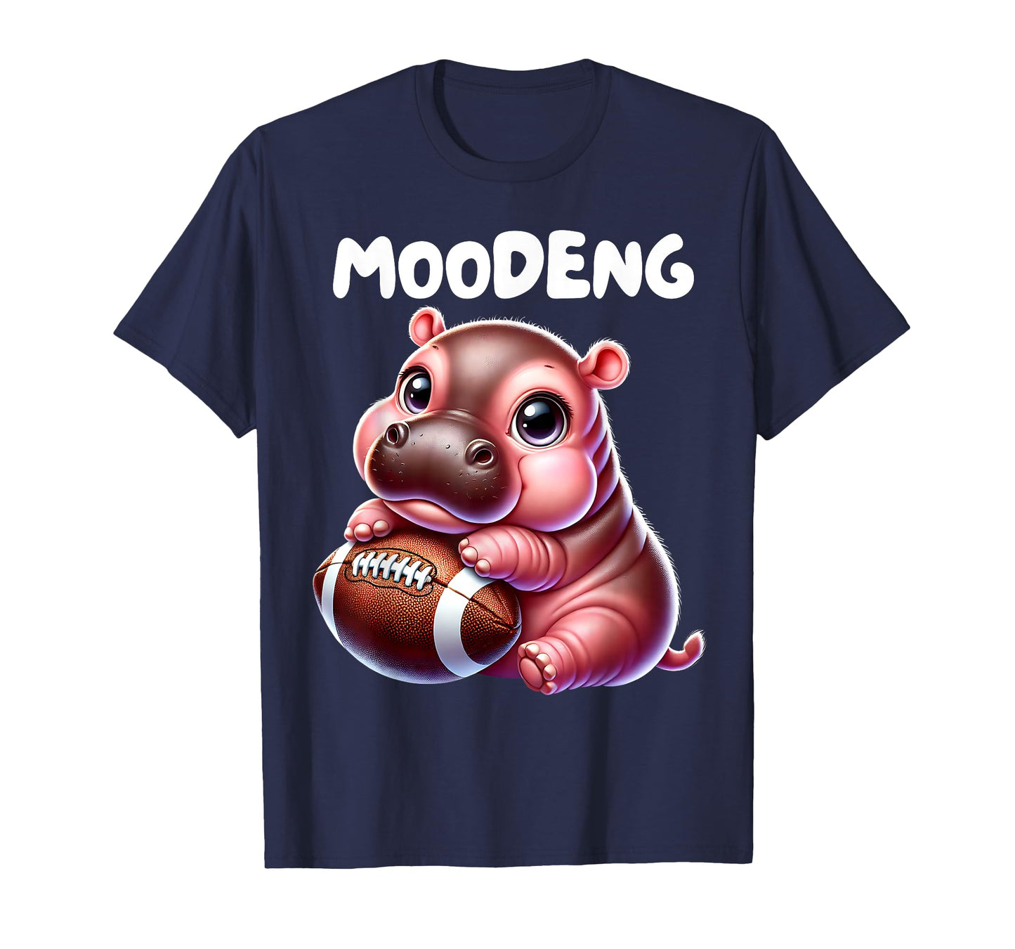 MooDeng American Football Sport Cute Baby Pygmy Hippo Meme T-Shirt