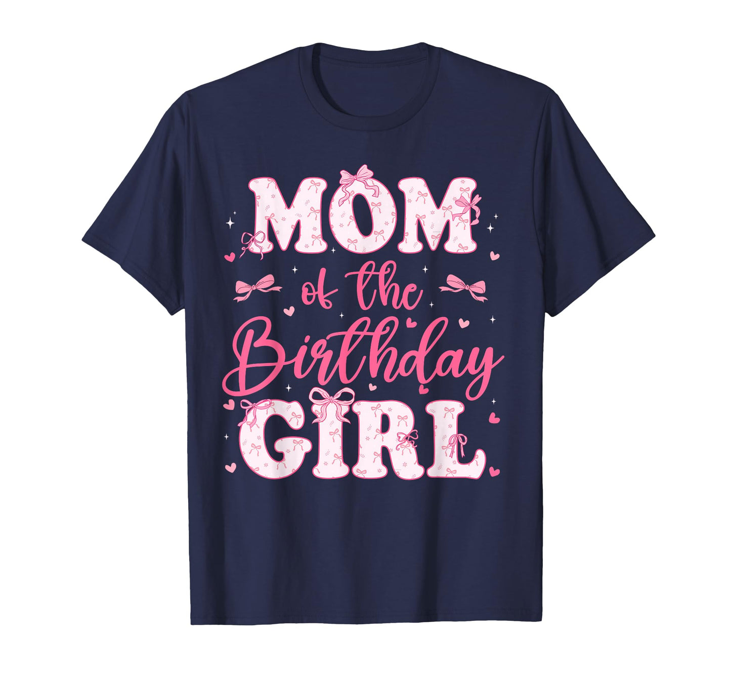 Mom Of The Birthday Girl Coquette Bow Birthday Family T-Shirt