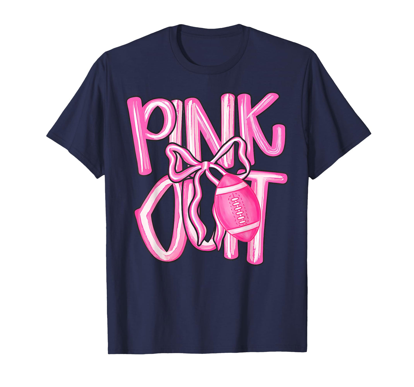 Pink Out Football Bow Preppy Breast Cancer Awareness Women T-Shirt
