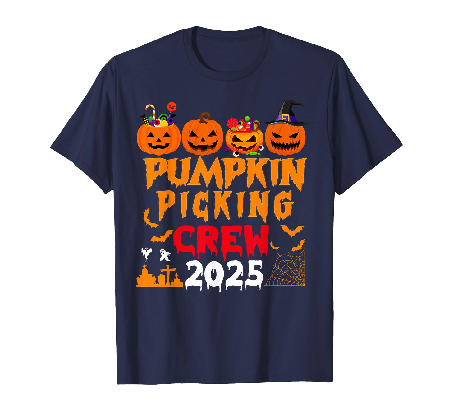 Retro Pumpkin Picking Crew Halloween 2025 Matching Group T-Shirt