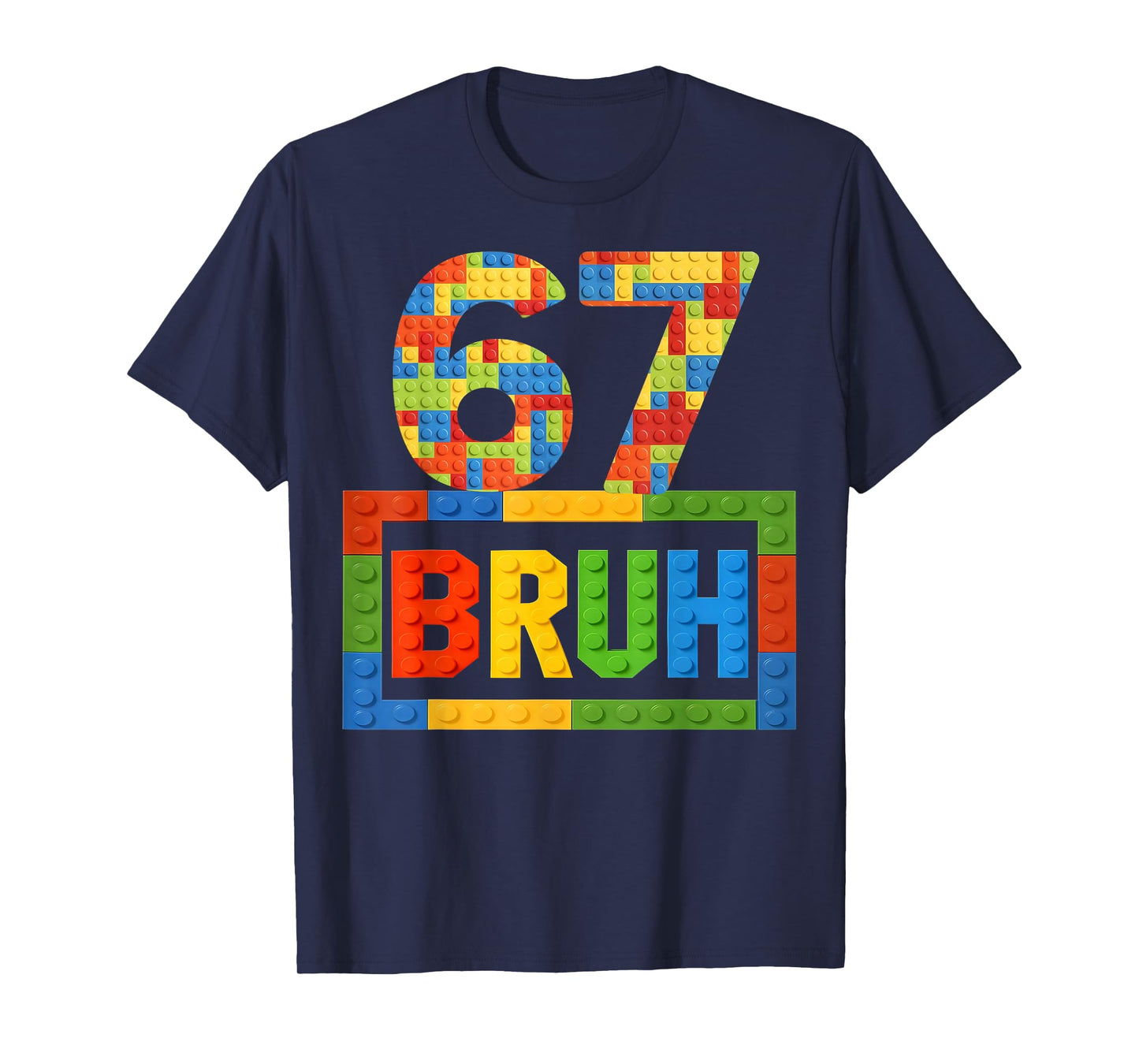 Meme Six Seven 67 Bruh Building Blocks Gift for Kids Boys T-Shirt