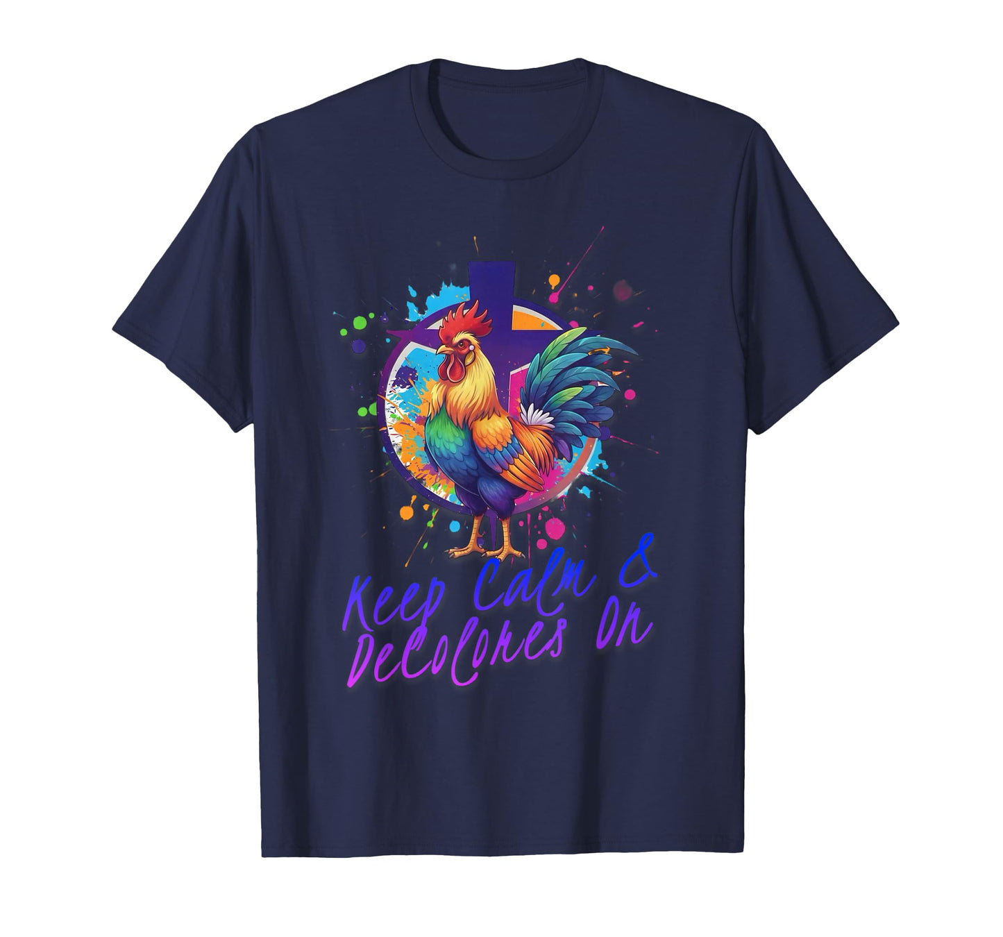 DeColores Cursillo Rainbow Rooster Catholic T-Shirt