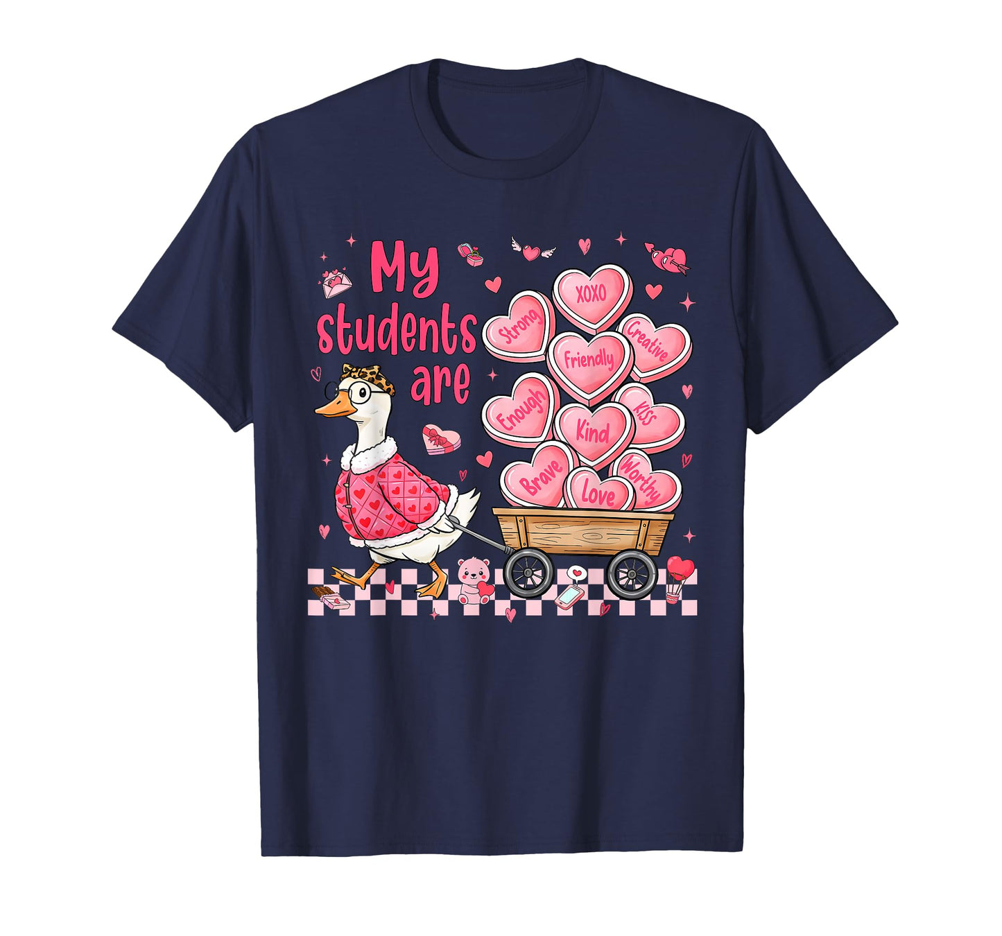 My Students are Kind Strong Goose Valentine Teacher Women T-Shirt