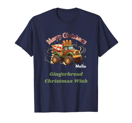 Merry Christmas Cute Gingerbread Mello Mixer Truck Graphic T-Shirt