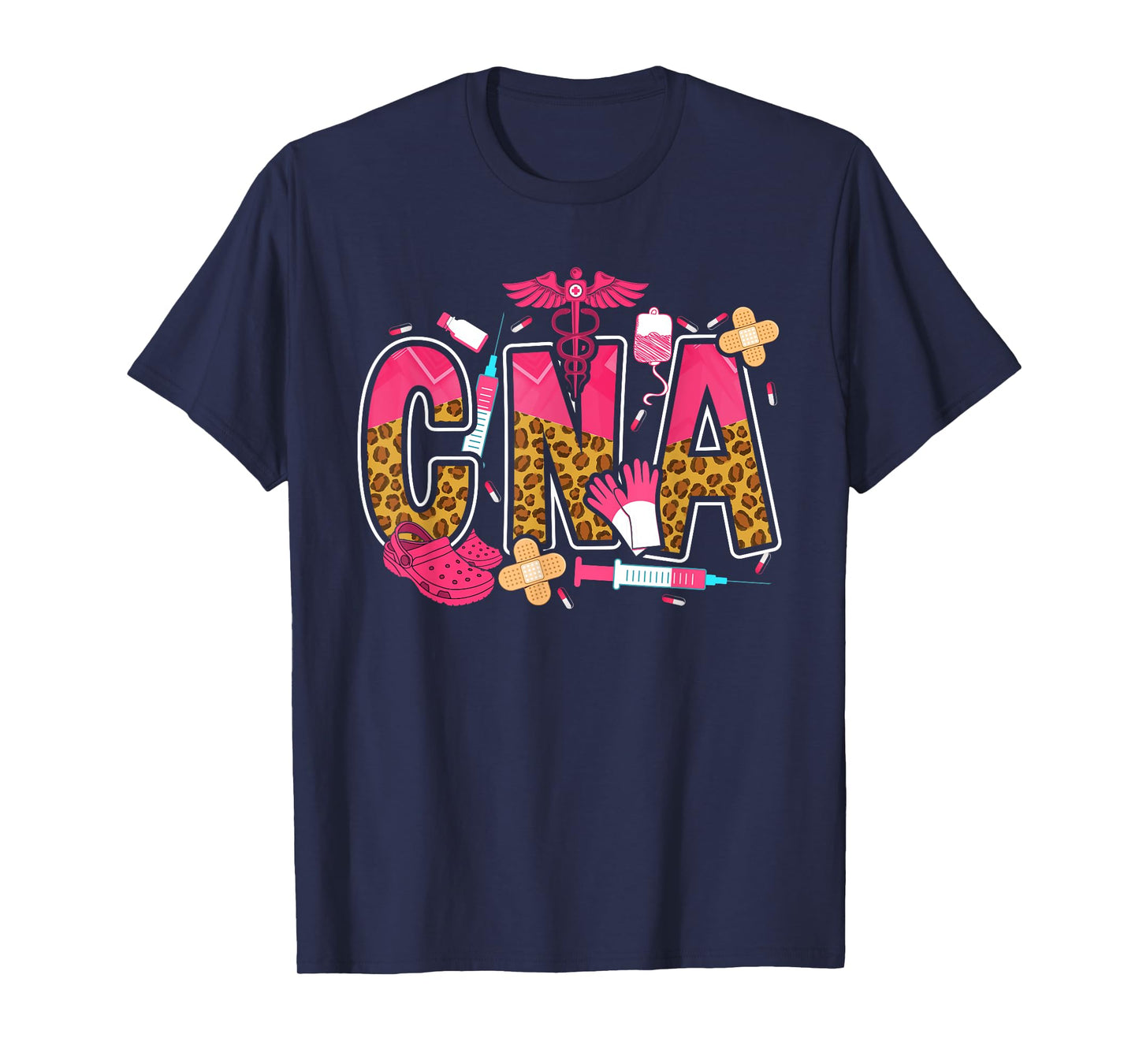 Retro Floral Leopard Cowhide CNA Certified Nursing Assistant T-Shirt