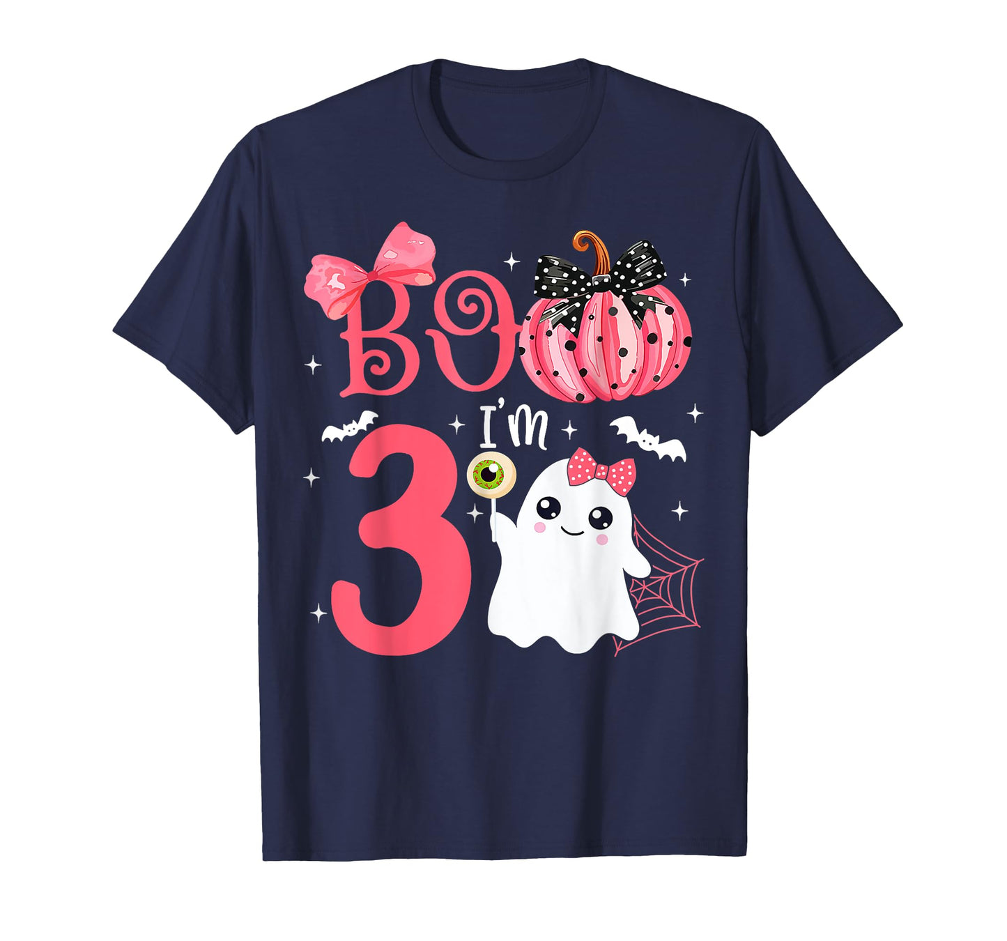 Boo I'm 3 Years Old Ghost 3rd Birthday Halloween Ghost Girls T-Shirt