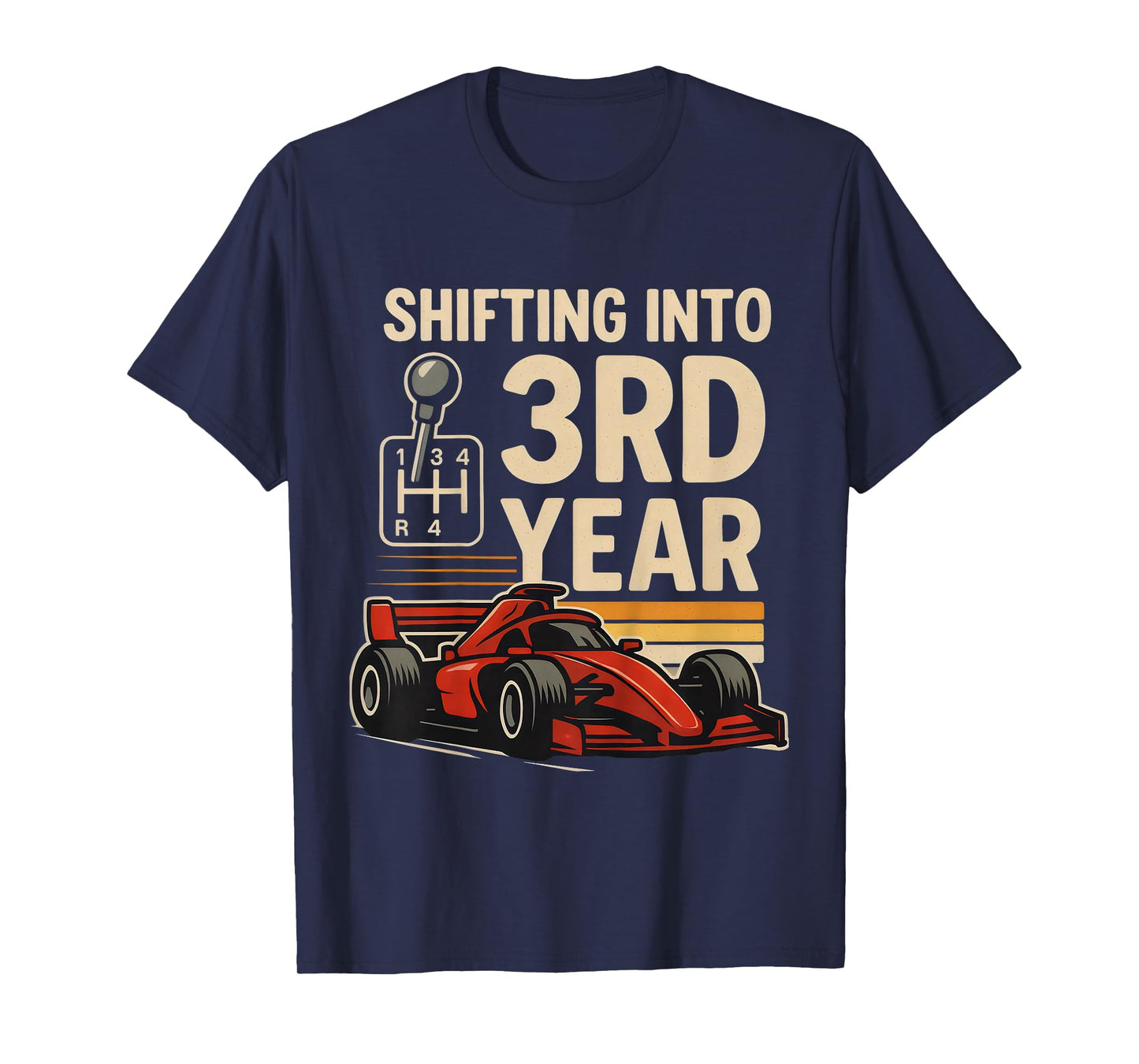 Kids Shifting into 3rd Year Girl Boy Racing Car 3rd Birthday T-Shirt