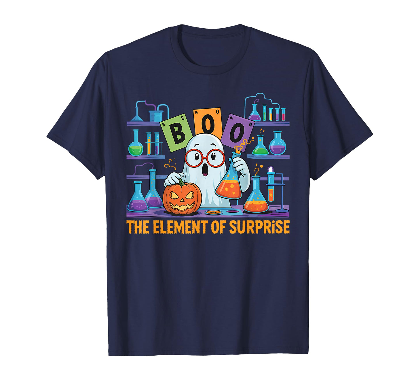 Chemistry Boo The Element of Surprise Cute Chemist Halloween T-Shirt