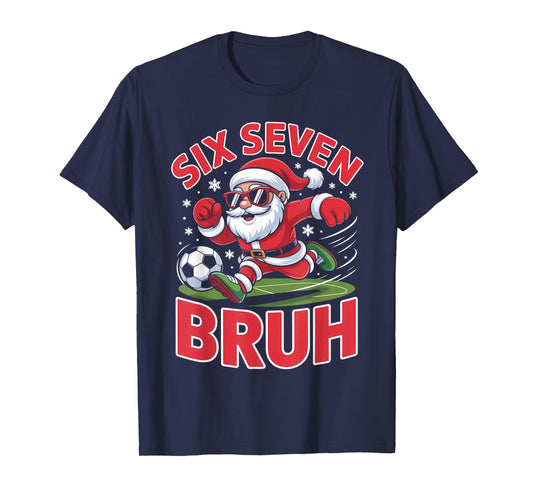 Funny Christmas 67 Meme Bruh Soccer Santa Xmas Pajamas Boys T-Shirt