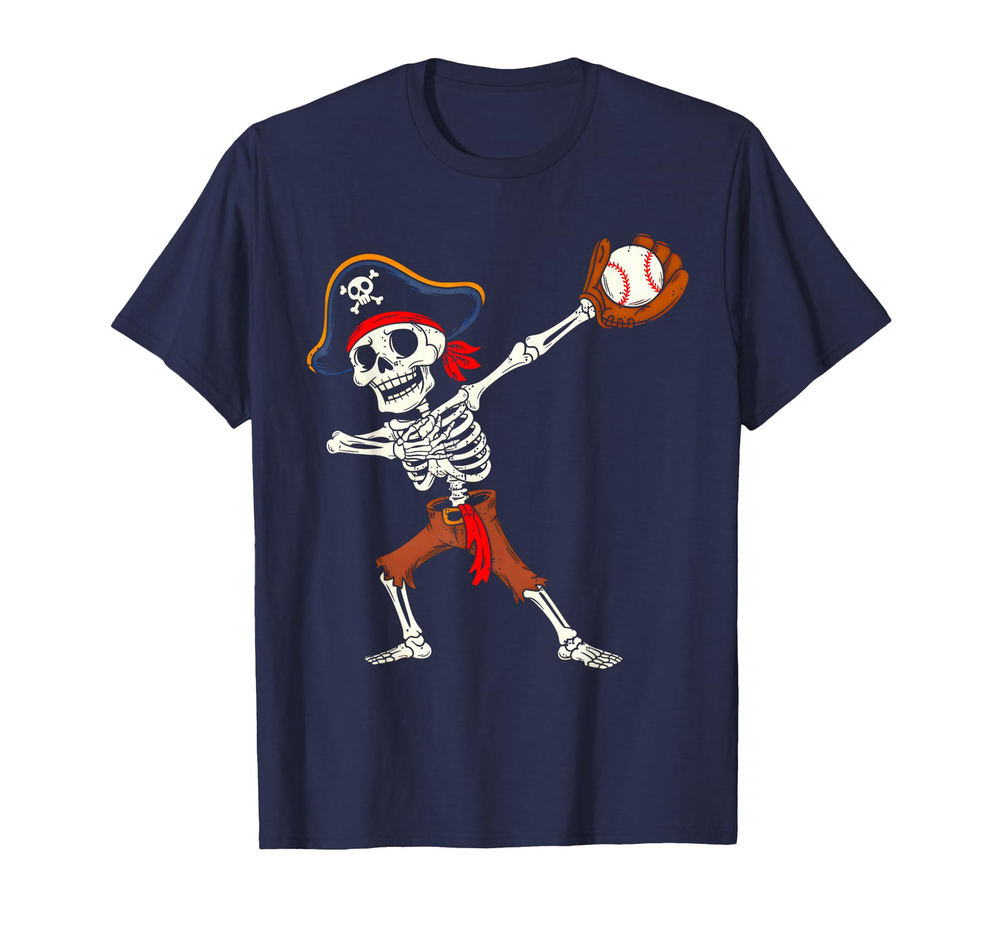 Skeleton Pirate Baseball Halloween Costume Boys Kids Toddler T-Shirt