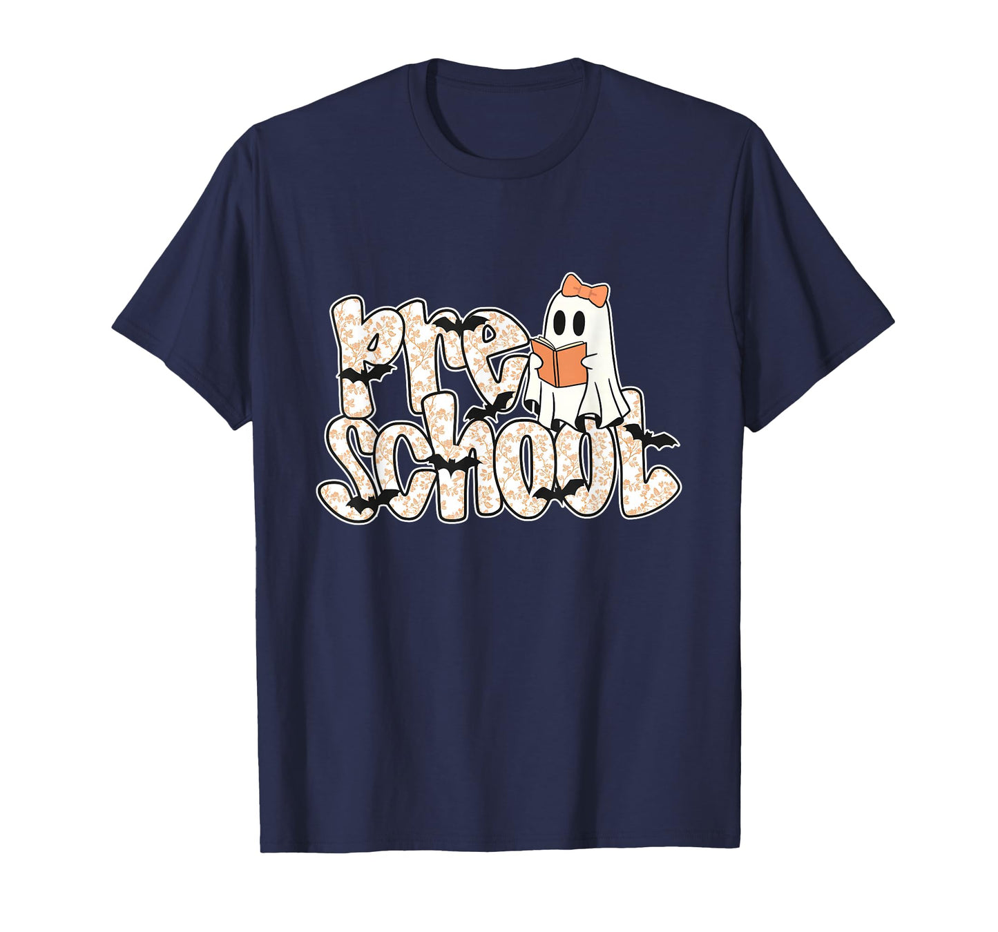 Preschool Teacher Halloween Ghost Teacher Reading Book Women T-Shirt