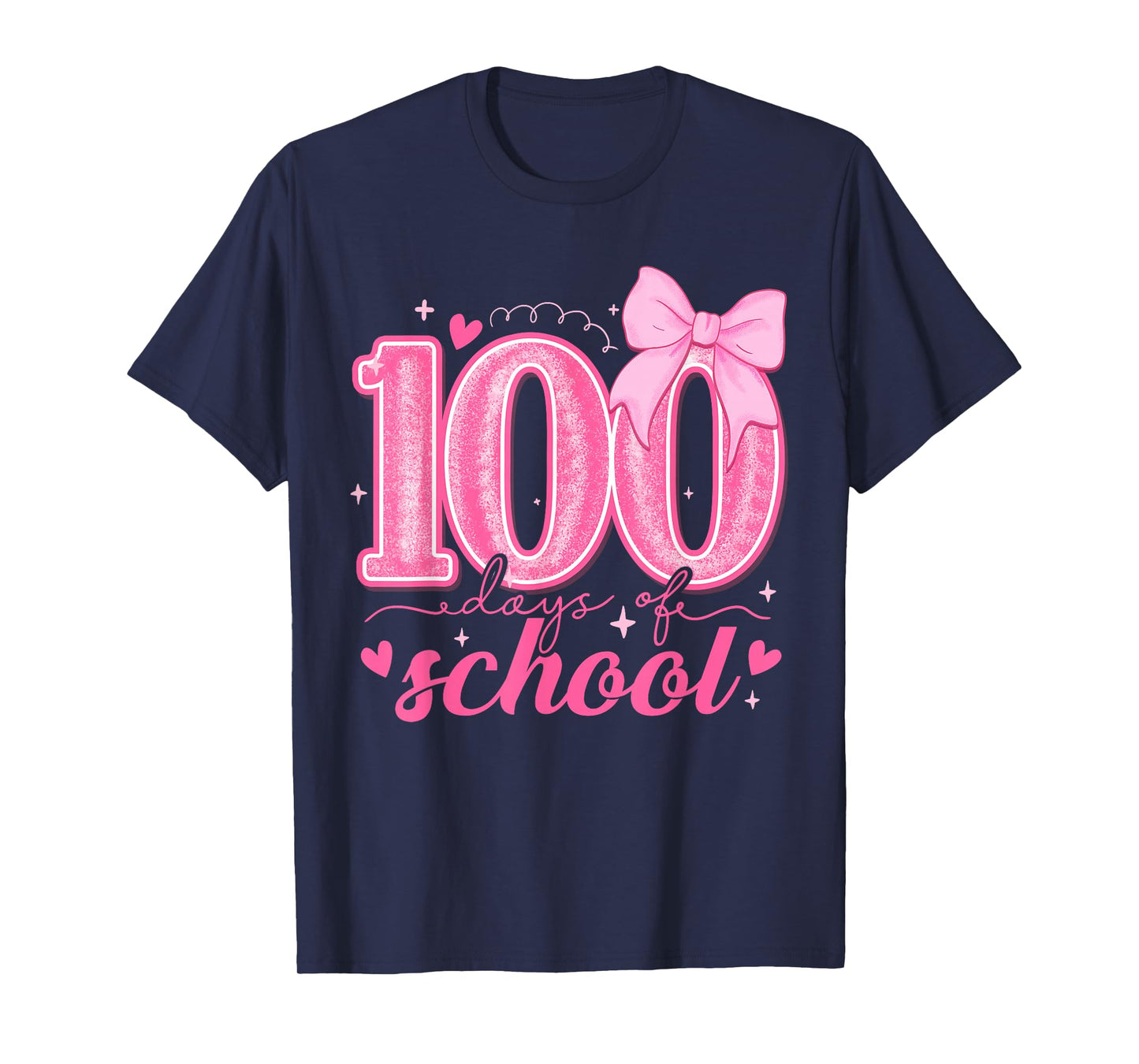 100 Days of School Bow 100th Day of School Teachers Girls T-Shirt