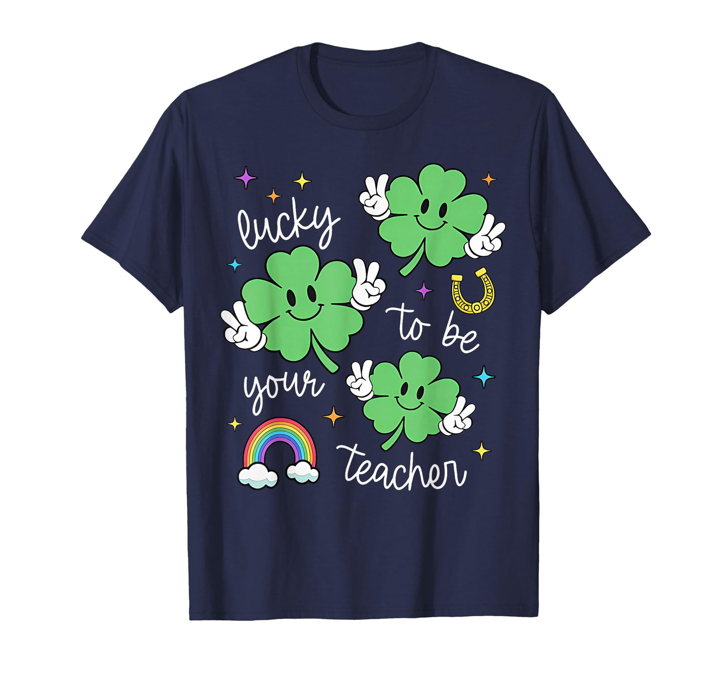 Retro Lucky to Be Your Teacher St Patrick's Day Shamrock T-Shirt