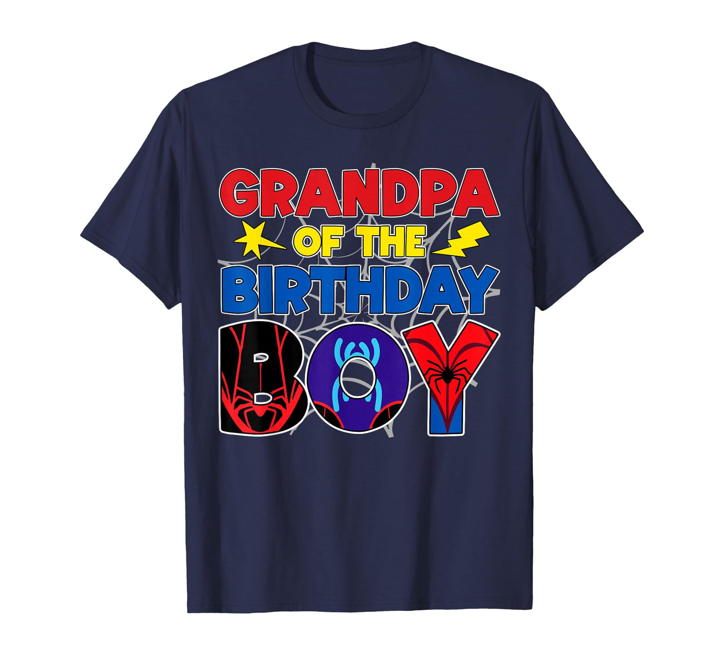Grandpa Of The Birthday Boy Matching Spider Family Birthday T-Shirt