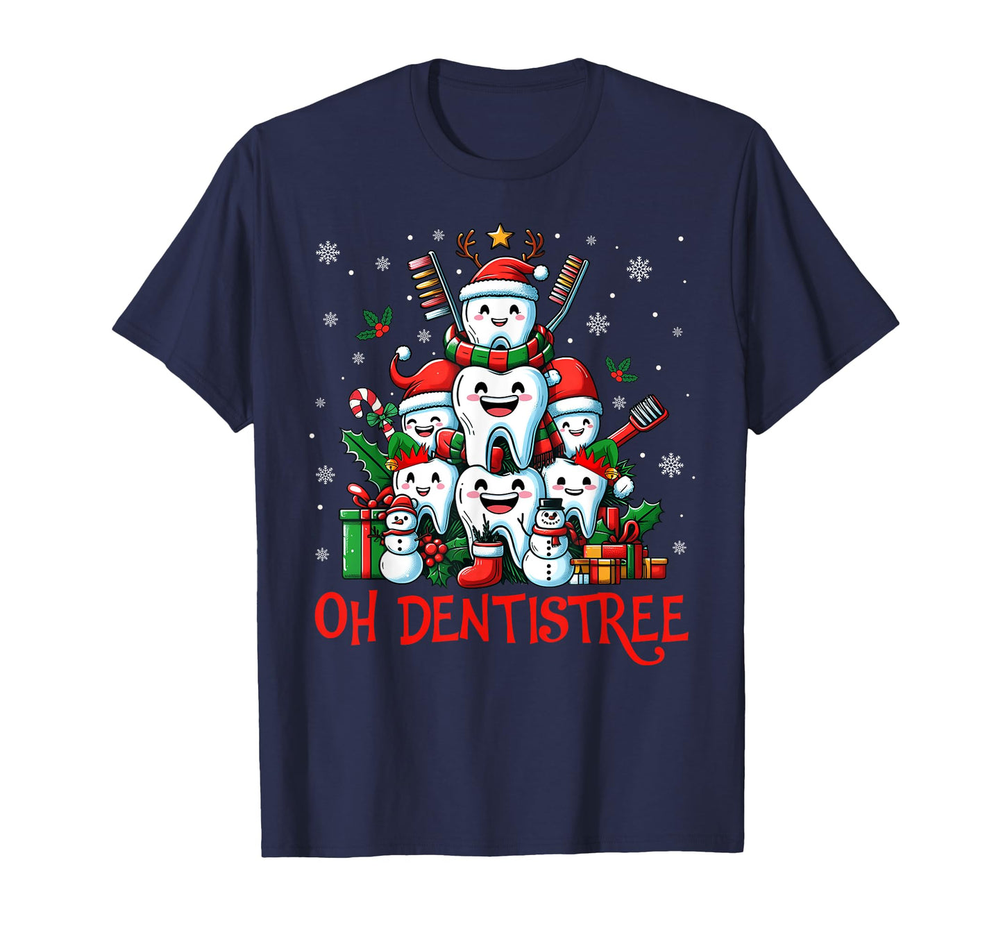 Funny Christmas Dentist Tree Dental Oh Dentistree Tooth Tree T-Shirt