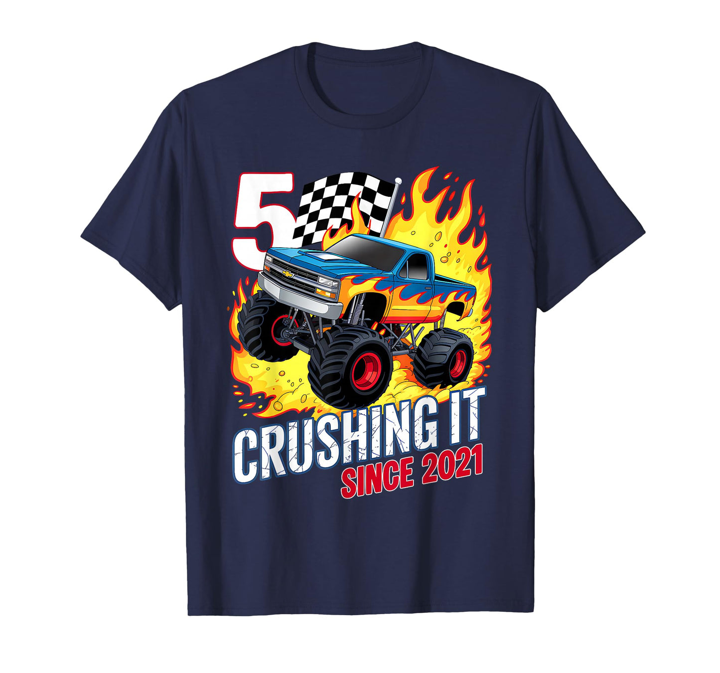 Birthday Monster Truck 5 Year Old Boys 5th Party Born 2021 T-Shirt