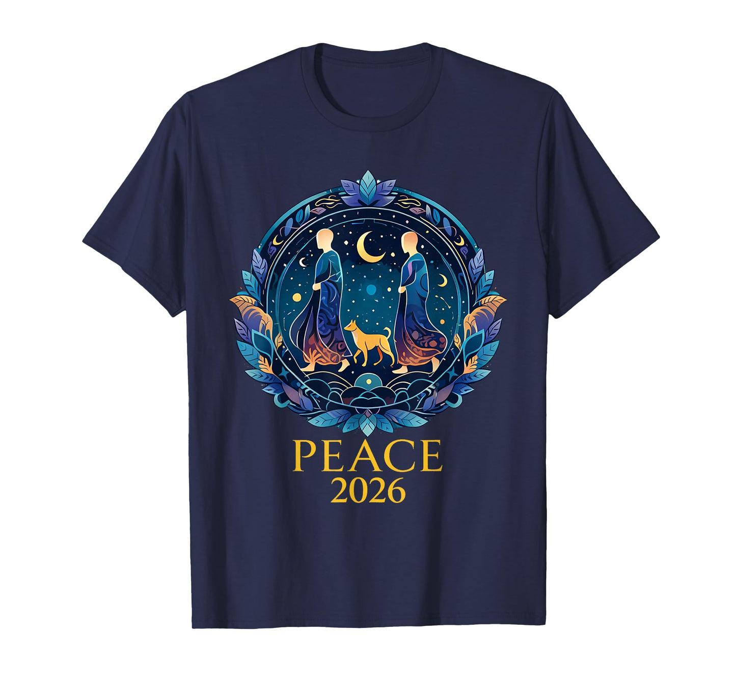 Walk Peace 2026 World Peace Monks with Aloka Dog Spiritual T-Shirt