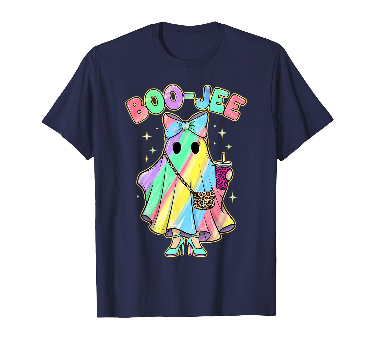 Funny Halloween Shirt Cute Boo-JEE Rainbow Ghost Women Girls T-Shirt