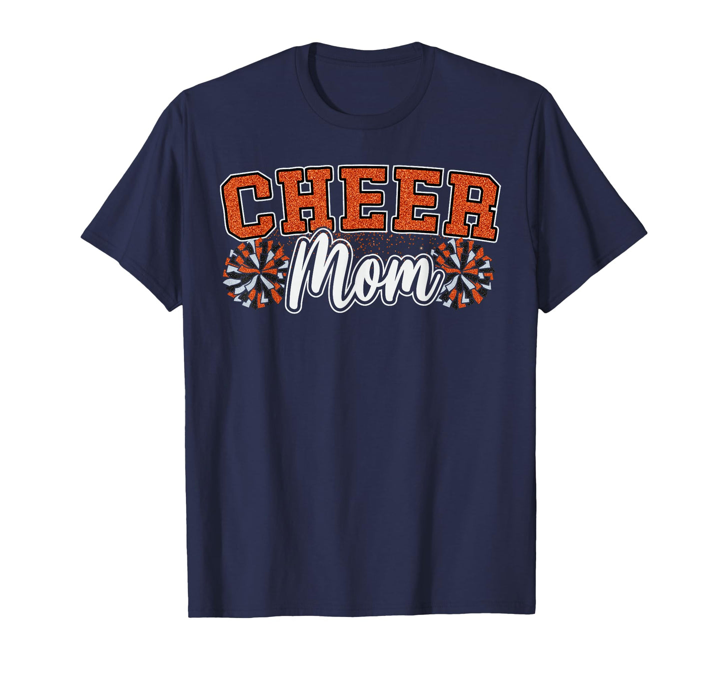 Funny Loud Proud Cheer Mom Mama Cheerleading Orange Pom Poms T-Shirt