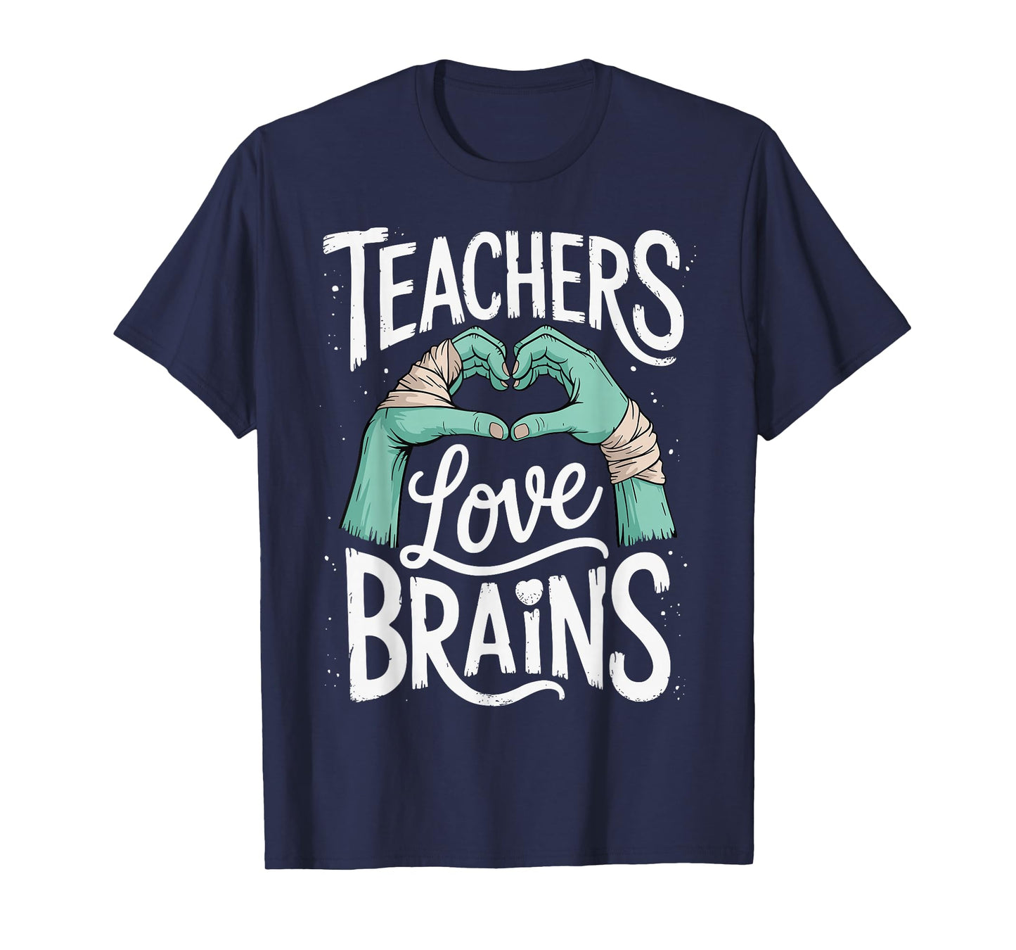 Funny Teacher Halloween Shirt Women Men Teachers Love Brains T-Shirt