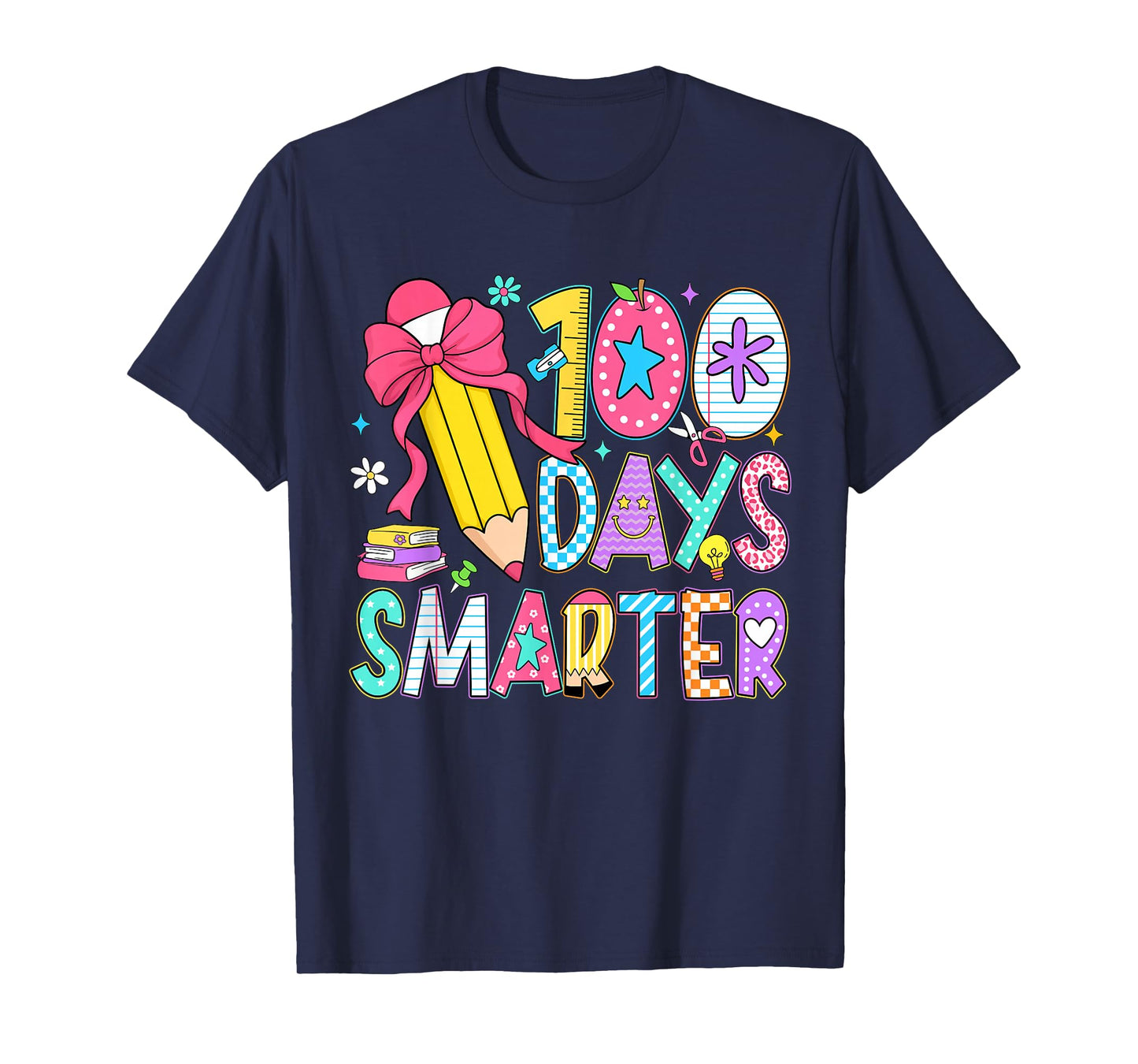 100 Days of Smarter Girls Coquette Bow 100th Day of School T-Shirt