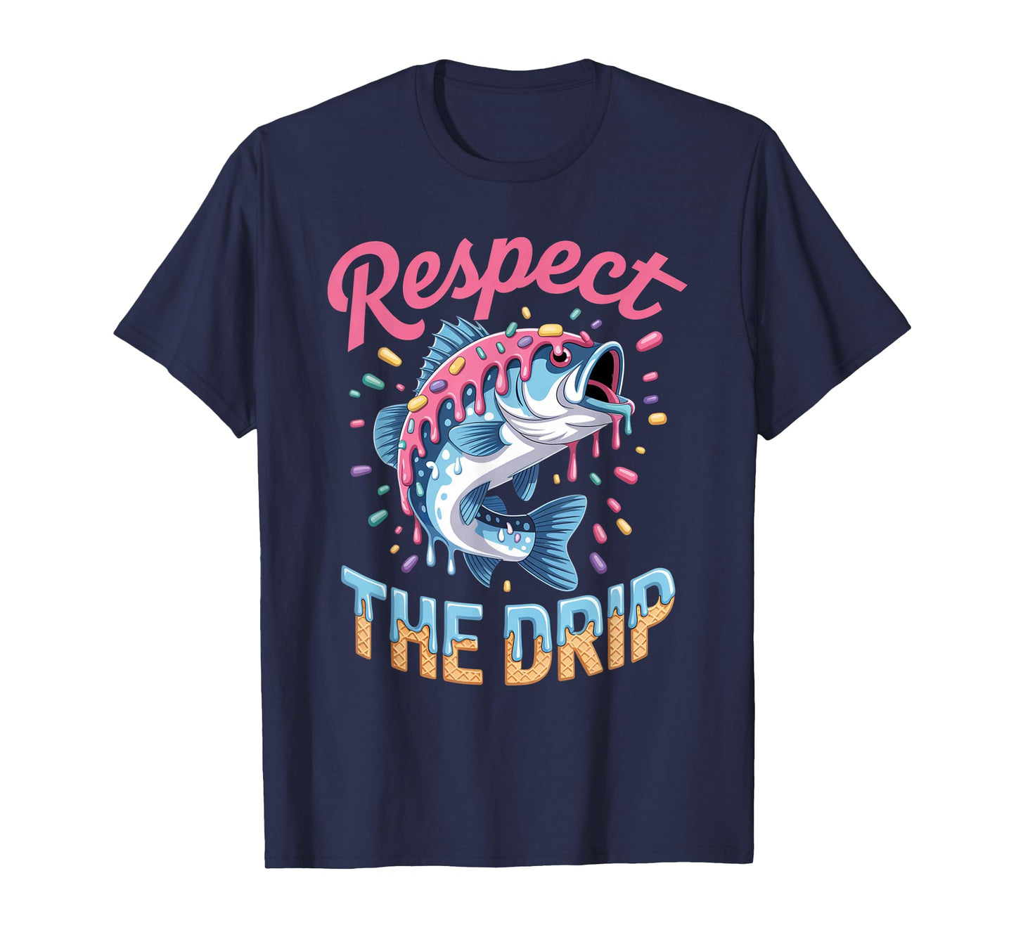 Boys Fishing Shirt Respect The Drip Drippy Birthday Graphic T-Shirt