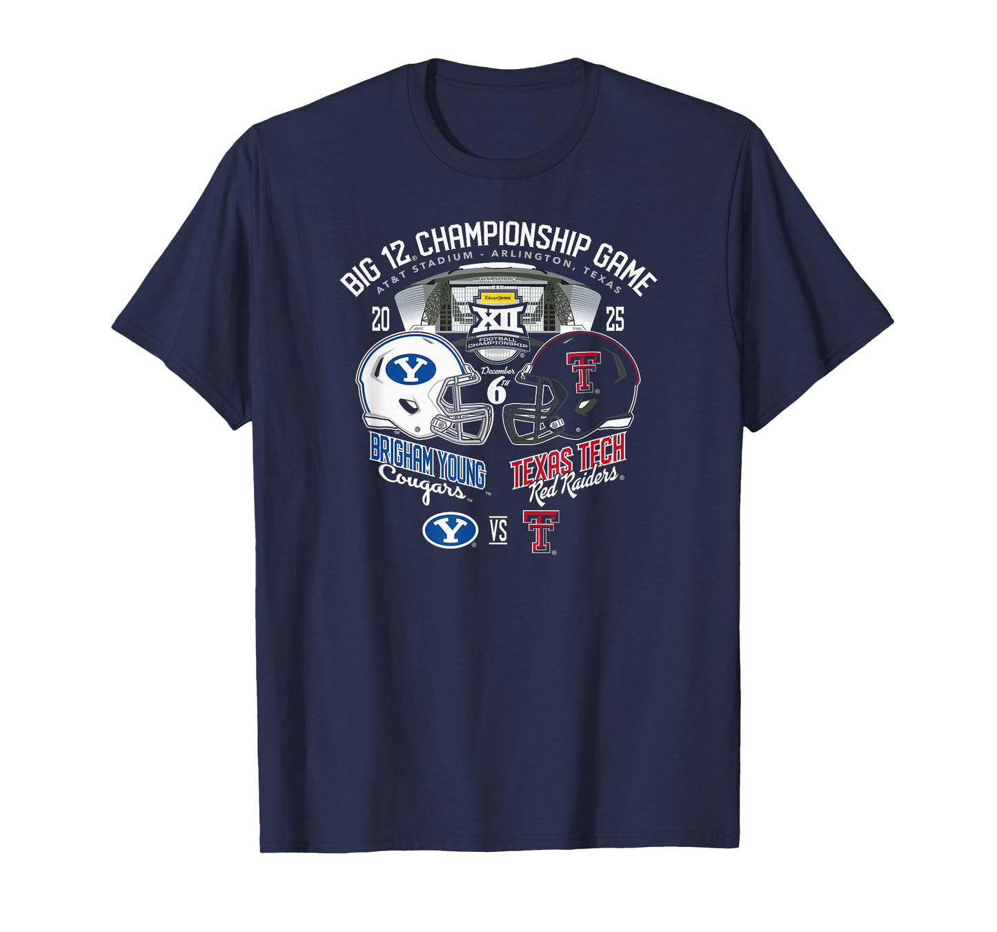 BYU vs Texas Tech Big 12 Championship 2025 Football Black T-Shirt