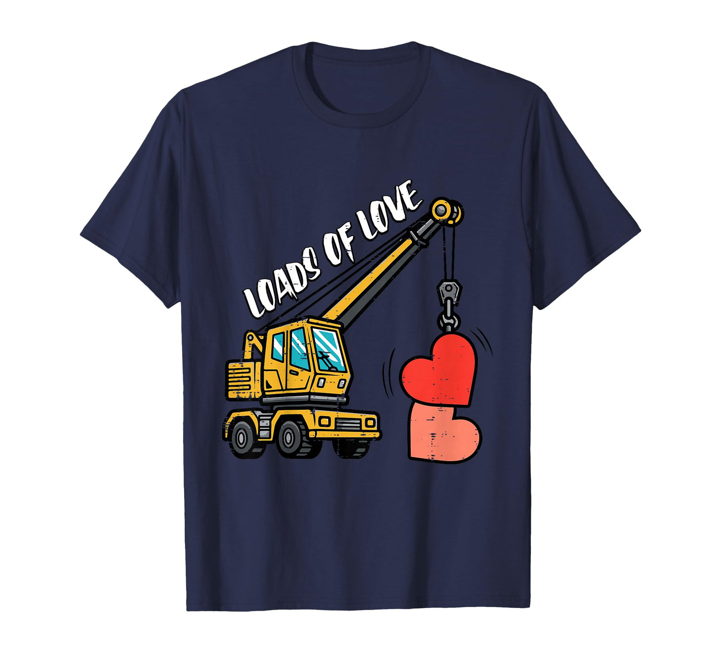 Kids Valentines Day Crane Heart Loads Love Construction Boys Kids T-Shirt