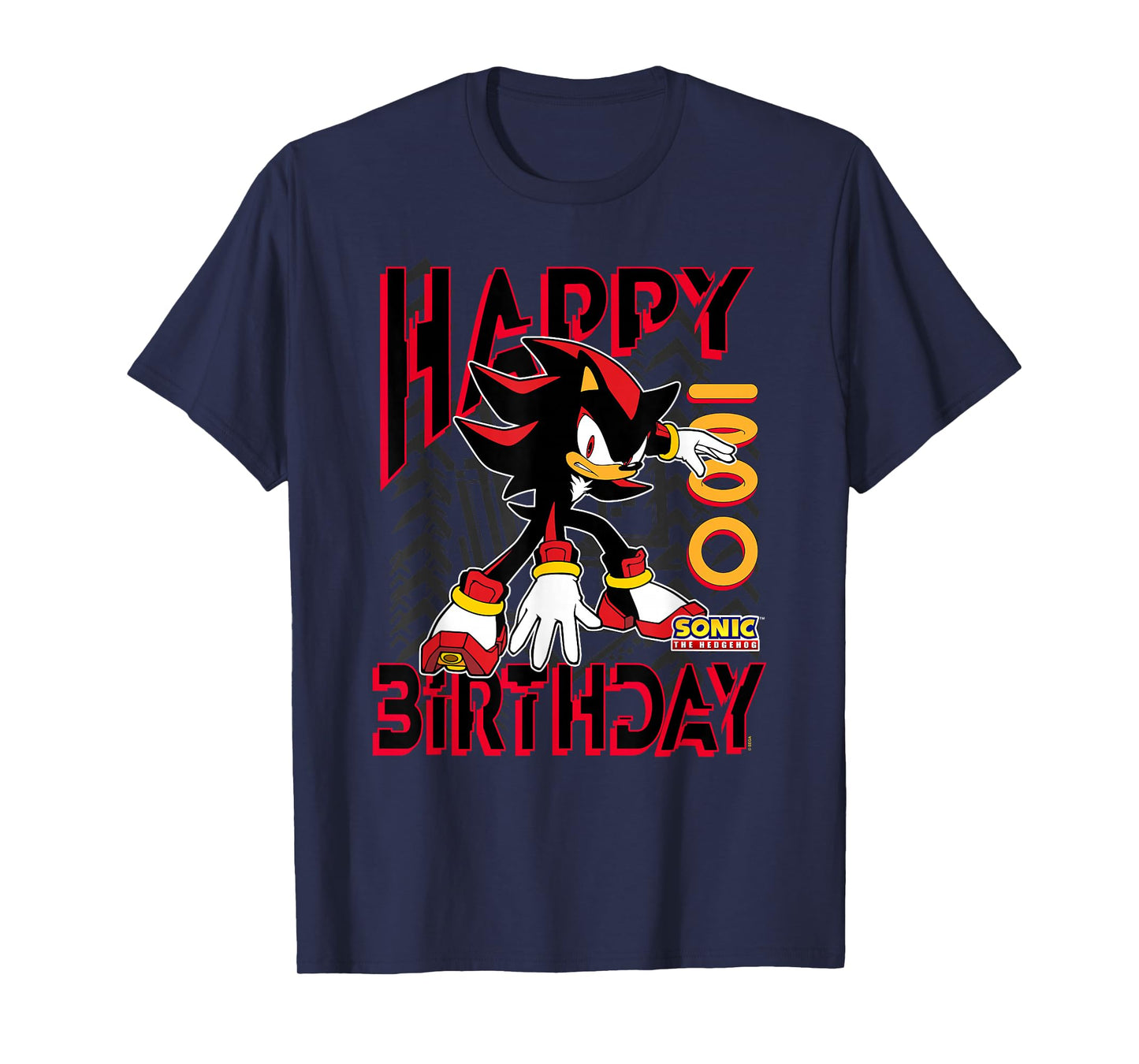 Sonic The Hedgehog Happy Birthday Shadow Grid Chest Poster T-Shirt