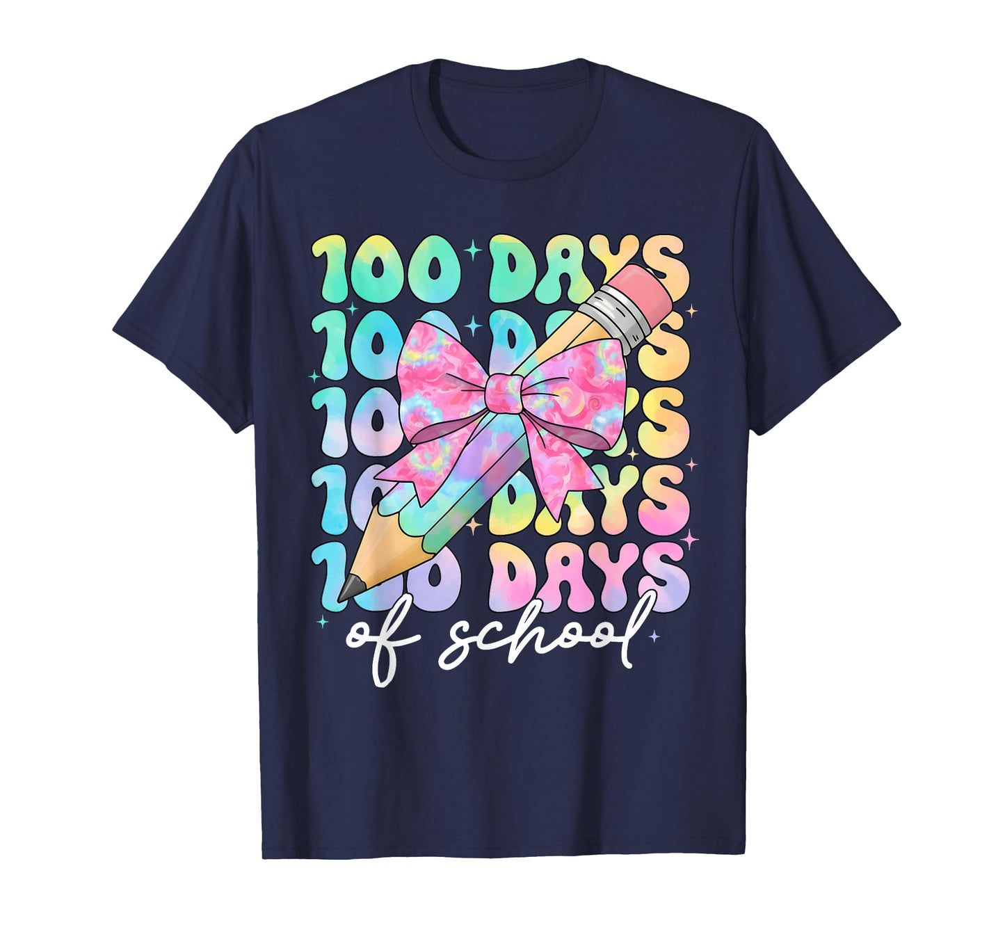 Girls 100th Day of School Teacher 100 Days of School Bows T-Shirt