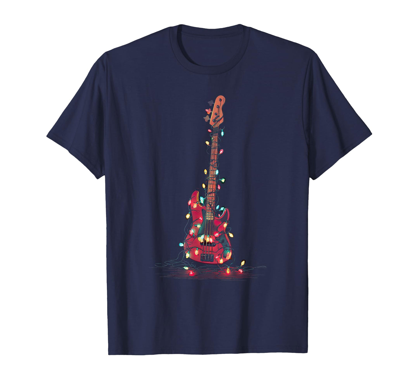 Bass Guitar Christmas Graphics Lights Lover Player Bassist T-Shirt