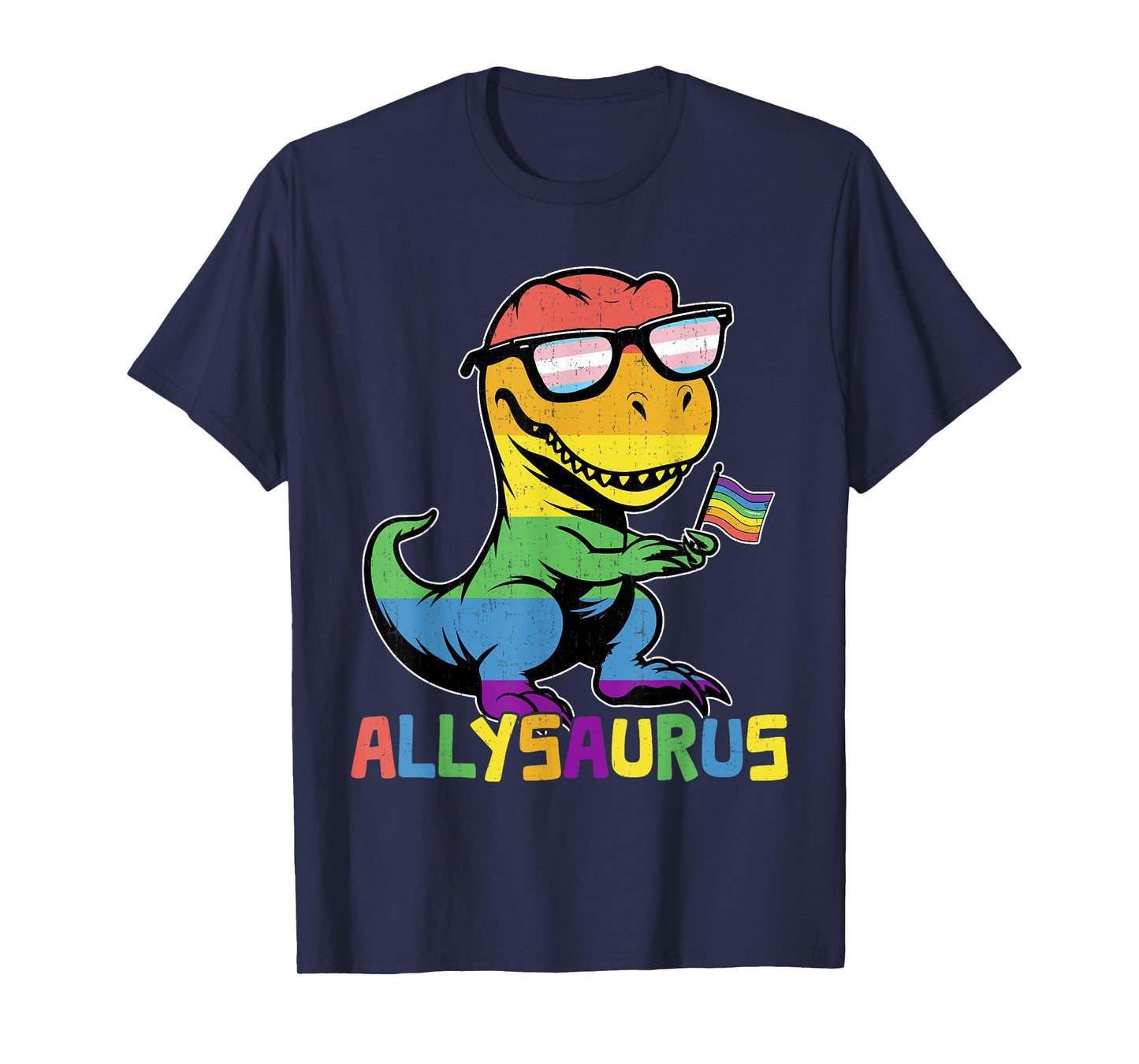 Funny Allysaurus LGBTQ Rainbow T Rex Kids Boys Gay Support T-Shirt