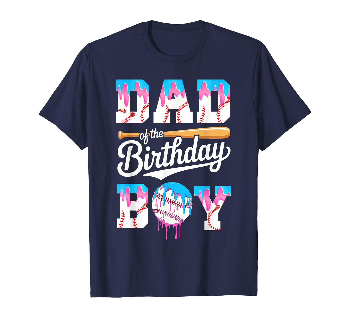 Dad Of The Birthday Boy Baseball Drip Family Matching T-Shirt