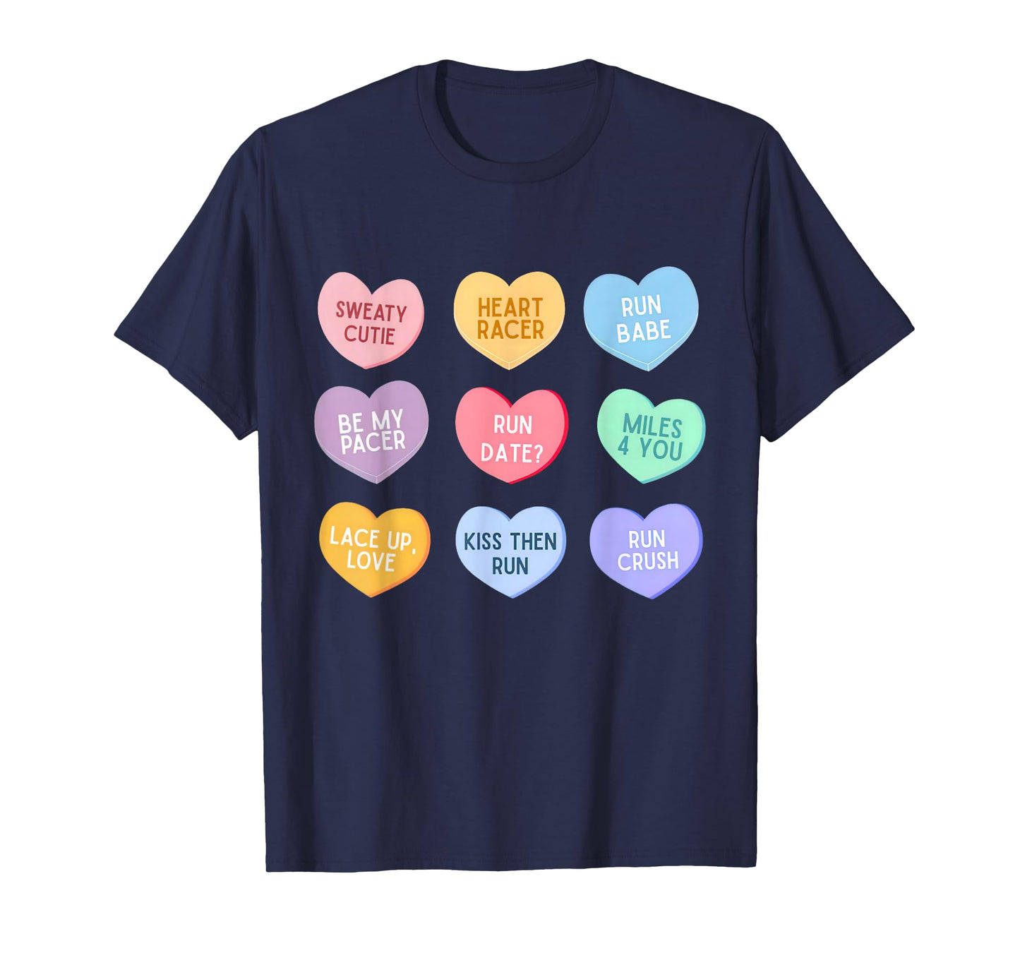 Heart Candy Running Runner Valentine Day Marathon Game Day T-Shirt