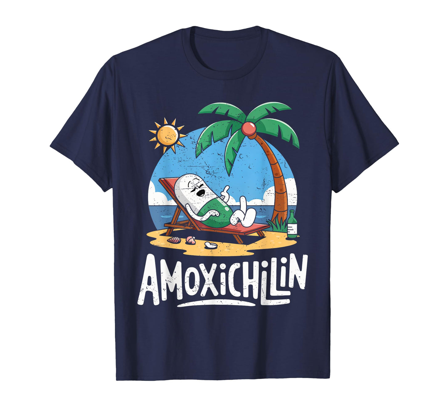 Amoxichillin Funny Pill Beach Vacation Pharmacy Technician T-Shirt