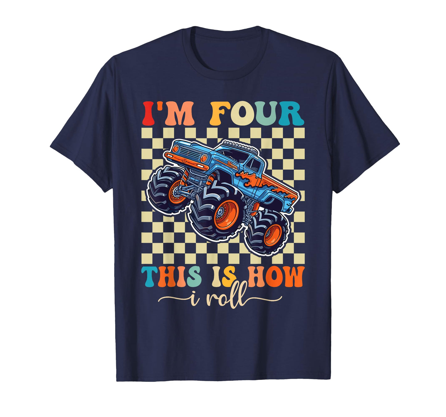 4th Birthday Monster Truck 4 Year Old Boys Monster Truck T-Shirt